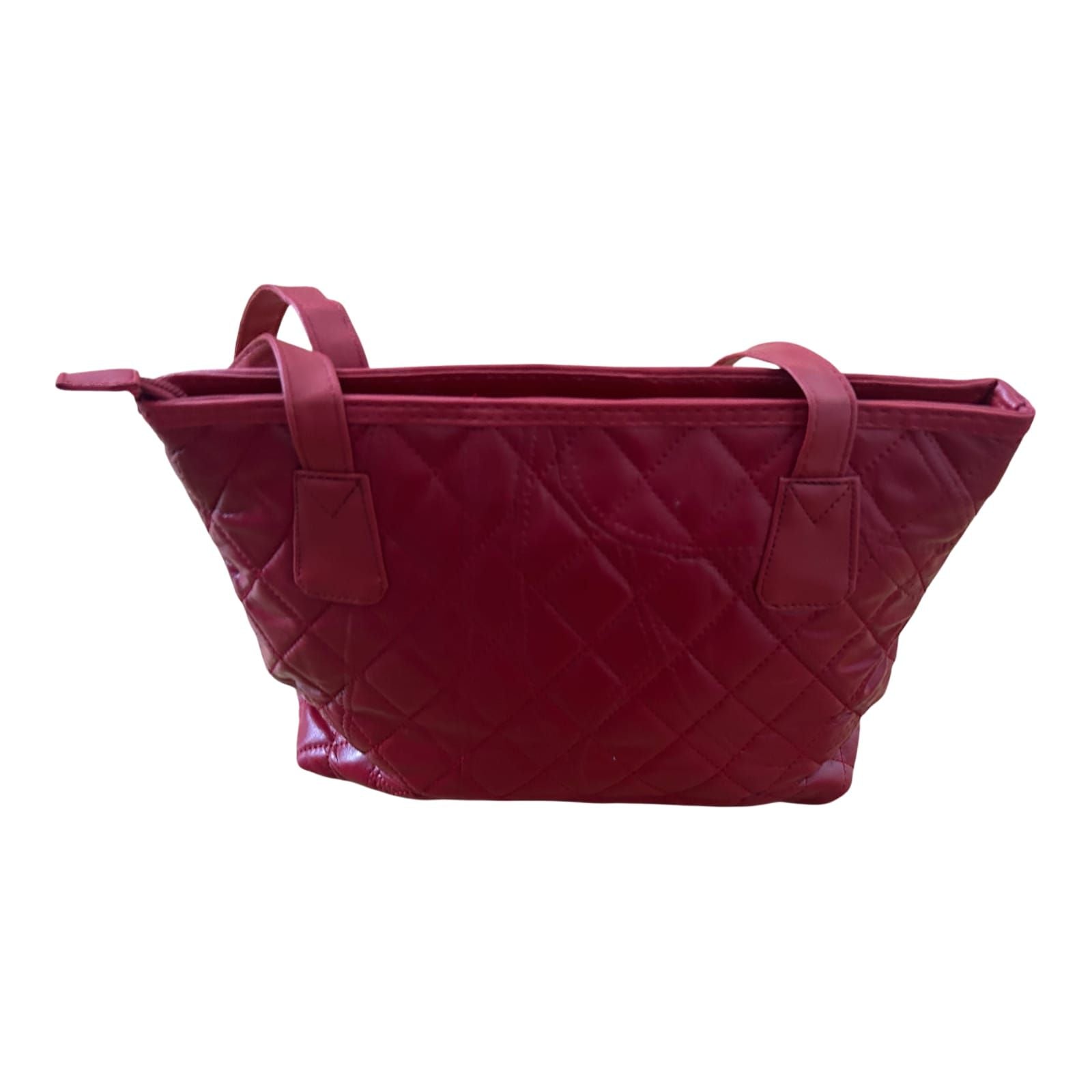 Stefano Tasche Rot Kunstleder Schultertasche Damen Elegant Gesteppt Klassisch