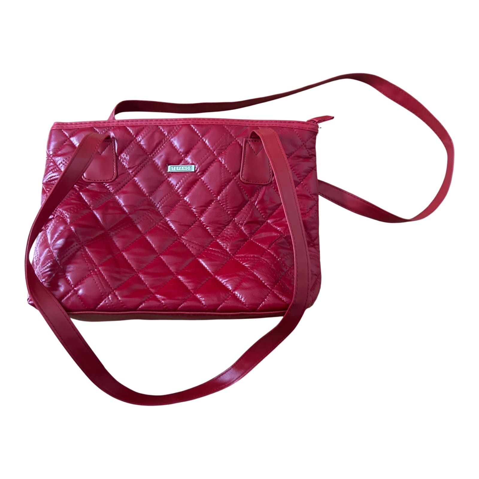 Stefano Tasche Rot Kunstleder Schultertasche Damen Elegant Gesteppt Klassisch