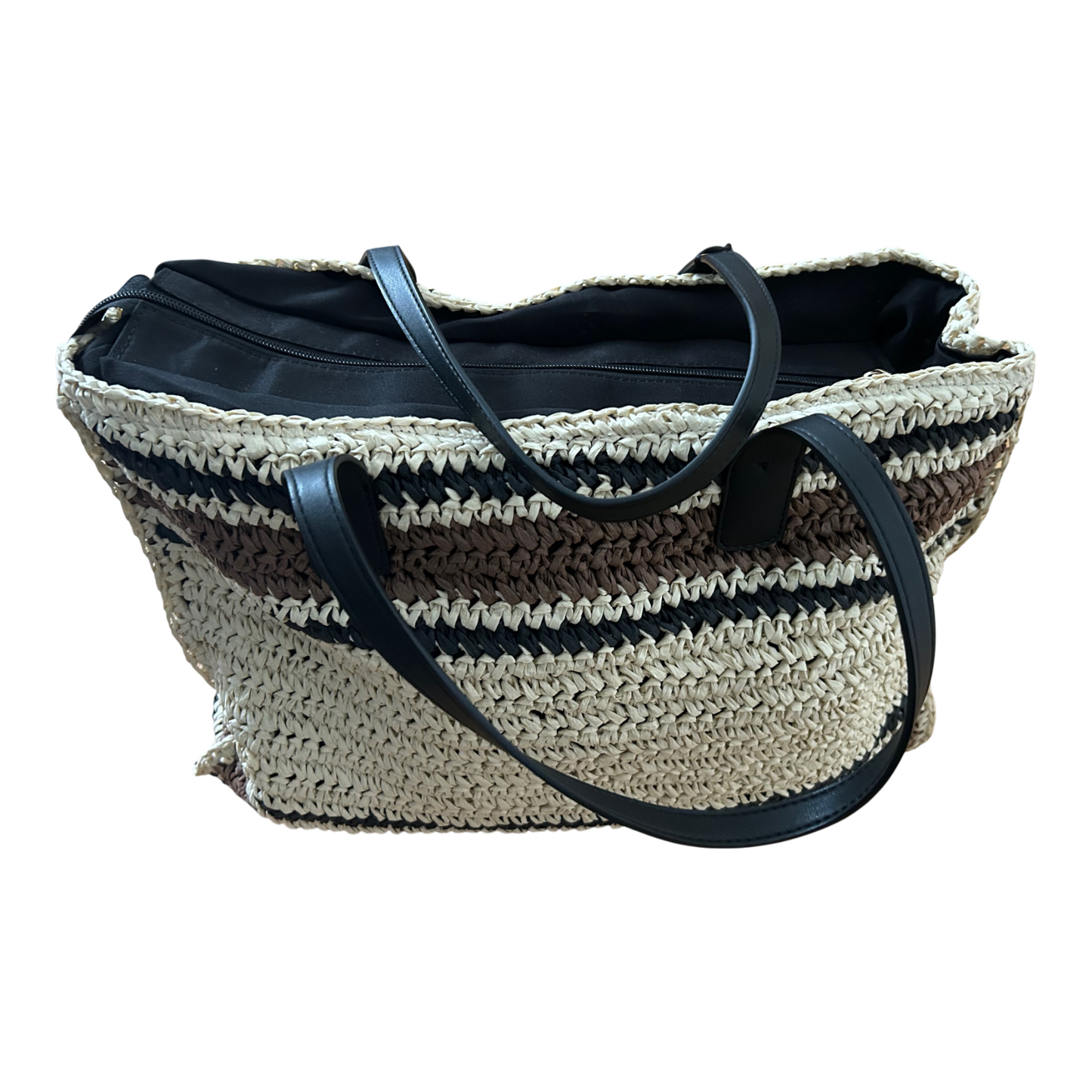 Vimoda Rive Gauche Shopper Tasche Bastoptik Beige Braun Schwarz Sommer Strand Boho