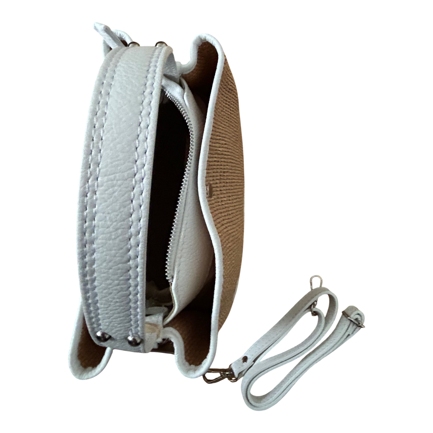 Bucket Bag Weiß Echtleder Raffia Tasche Italien Sommer Handtasche Elegant Neu