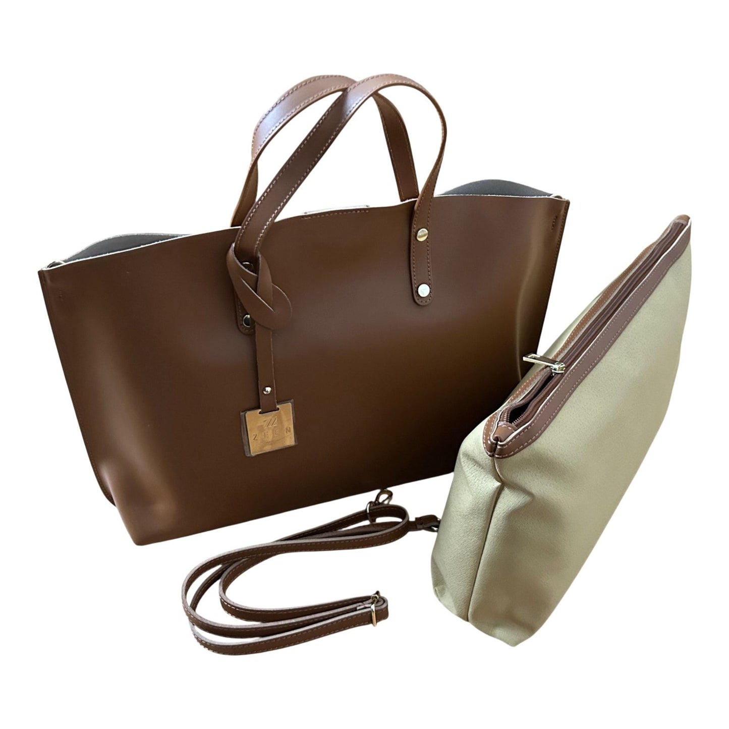 ANGELA Ledertasche Damen Echtleder Camel Braun Elegant Business Tasche Italien