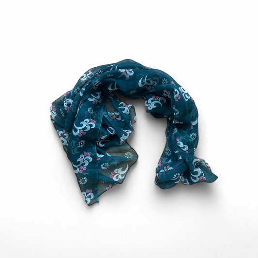 🌿 Floral-Tuch 110 × 110 cm – Petrol mit Print – Baumwollmix