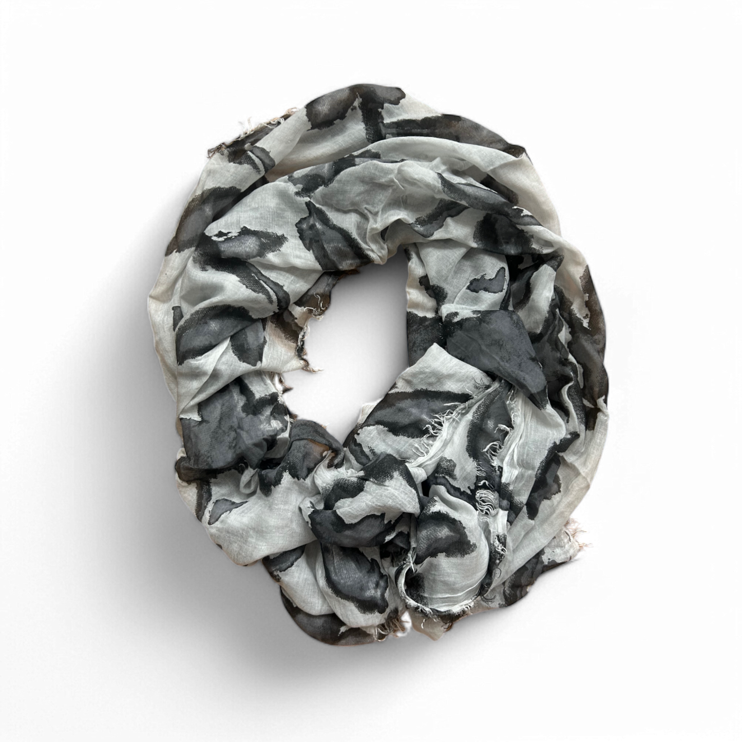 🖤 Großes Baumwolltuch mit abstraktem Muster – 90 × 190 cm 🌫️