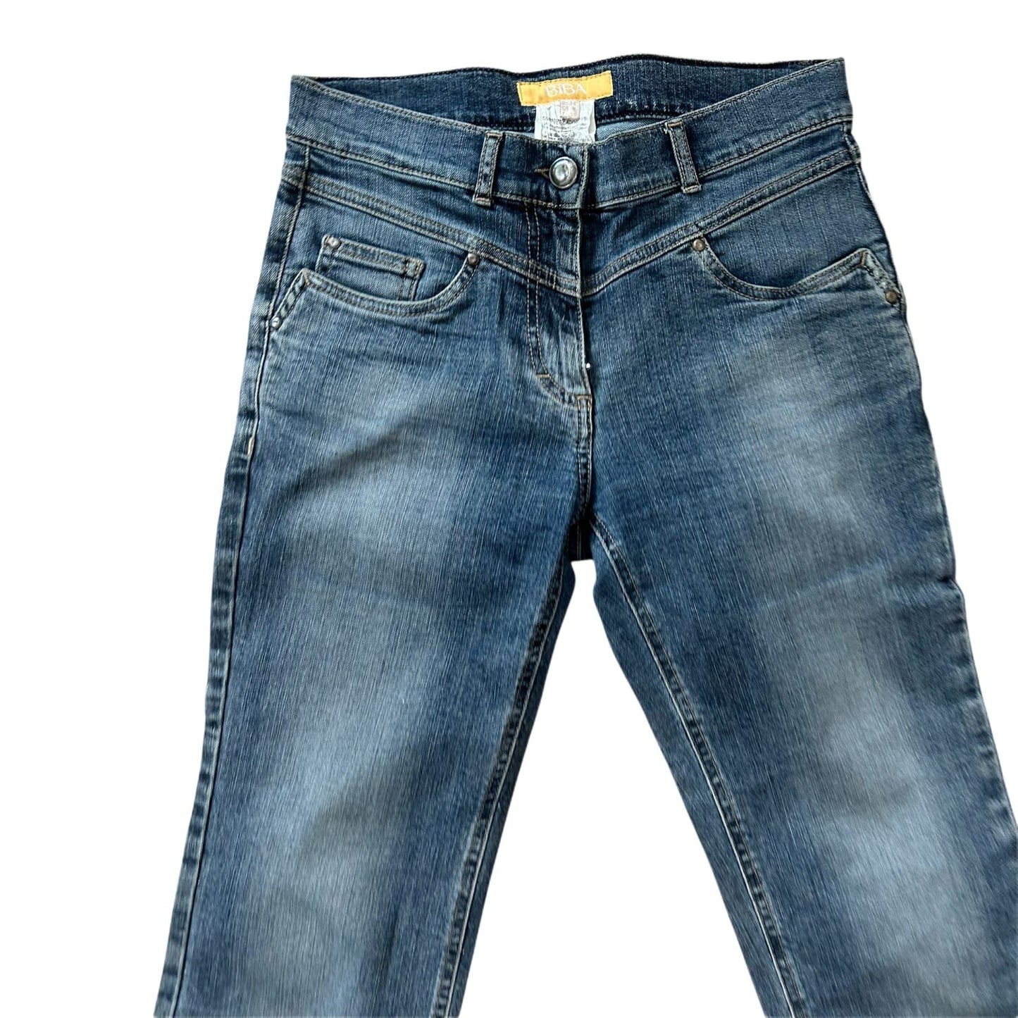 Biba Damen Hose Dreiviertel Gr 34 Blau Sommer Stretch Bequem Elegant