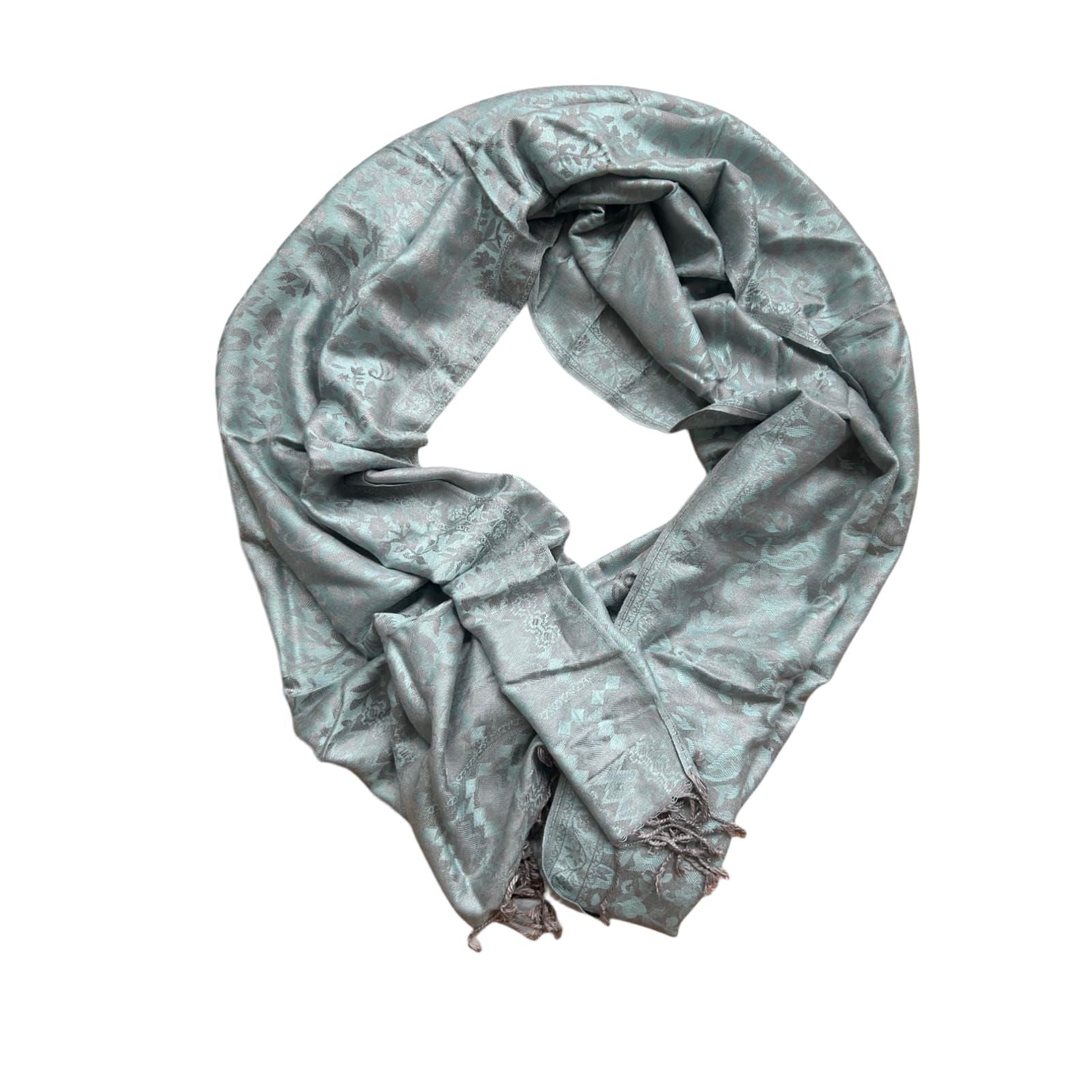 🧣 Pure Panda Tuch Grau mit Türkis 70×190 cm Glanzmuster ✨