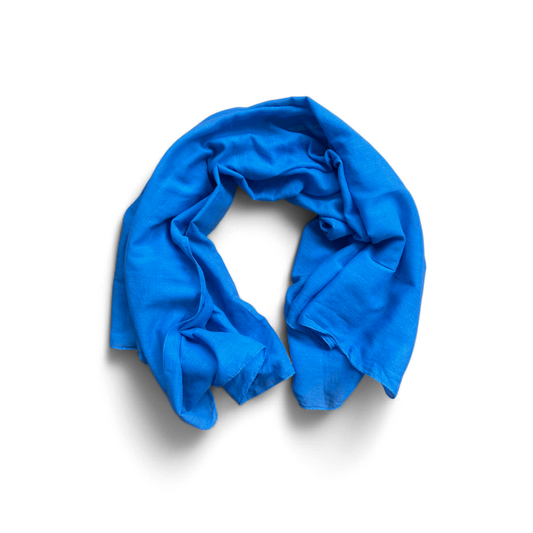 🌀 Blauer Baumwollschal 100 × 100 cm – Quadratisch & leicht 🌿