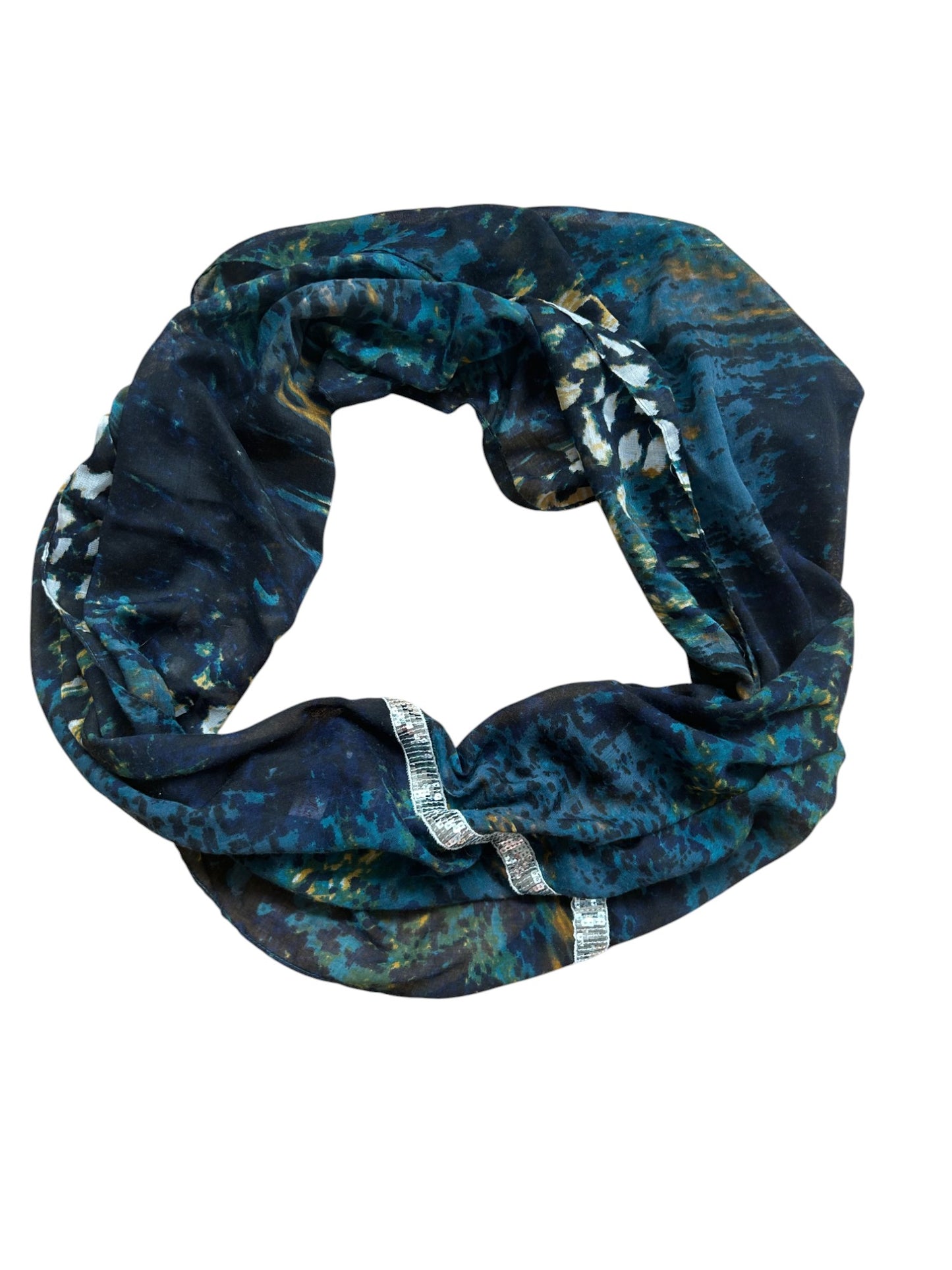 🟦 s.Oliver Loop Tuch Baumwolle mit Glitzer – Blaugrün ✨