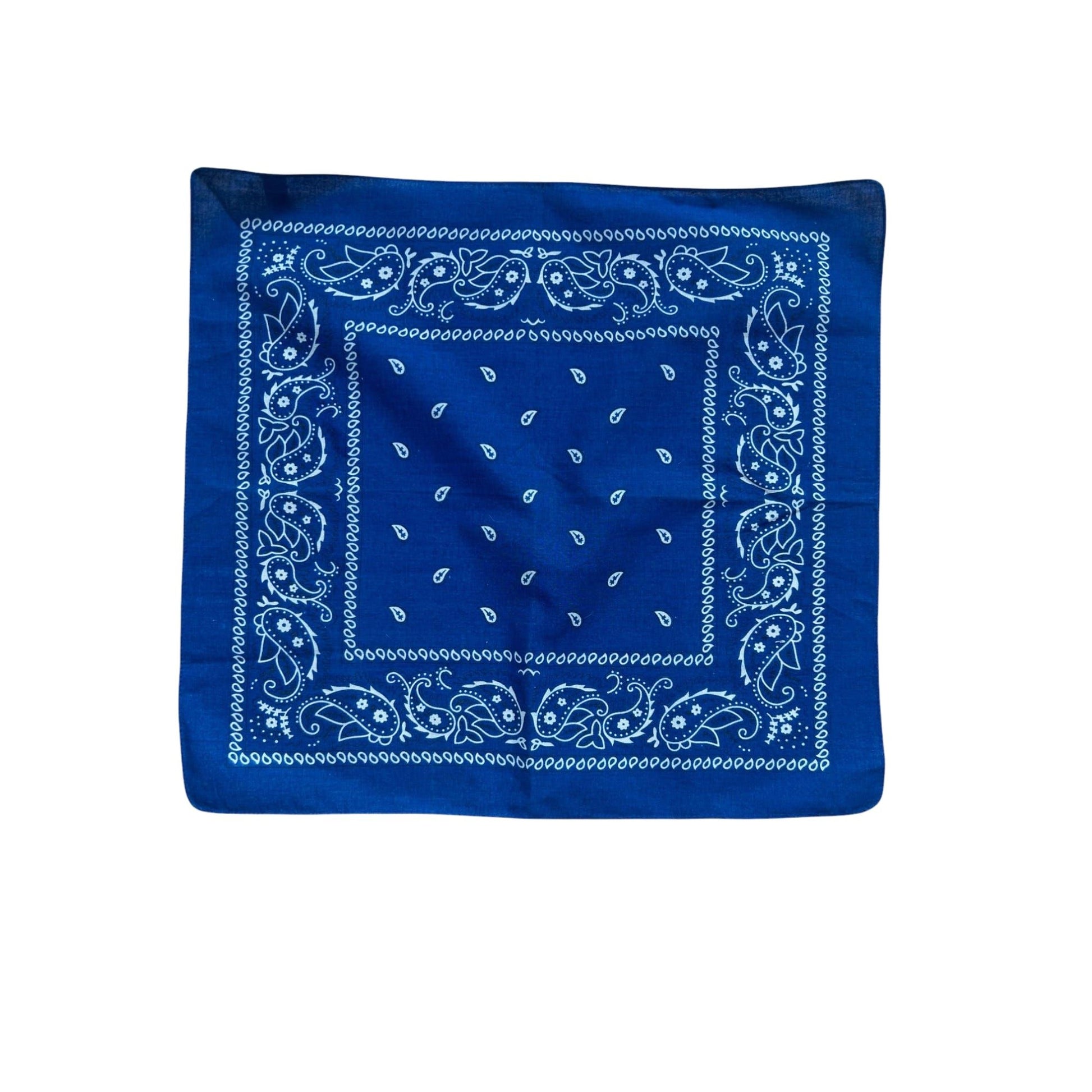 🟦 Halstuch Blau mit Paisley – 48x48 cm – 100% Baumwolle