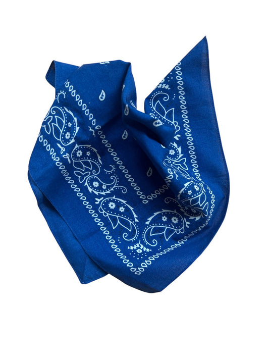 🟦 Halstuch Blau mit Paisley – 48x48 cm – 100% Baumwolle