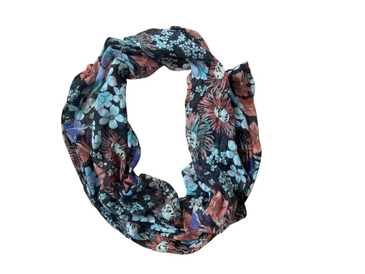 🌸 Tuch mit Blumenprint 65 × 200 cm – Silberdetails ✨