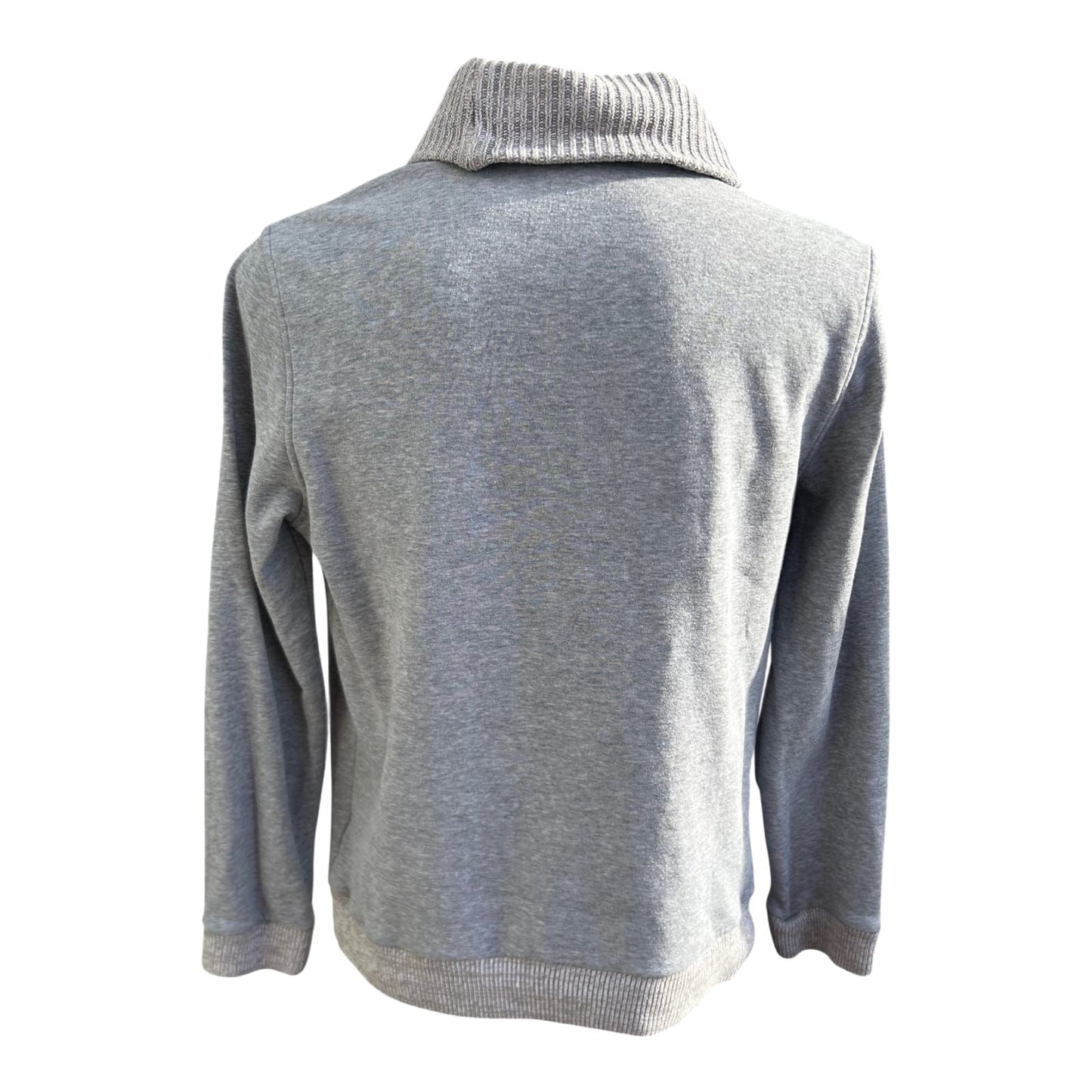 H&M Pullover Herren Gr M Grau Schalkragen Baumwolle Casual Modern Freizeit