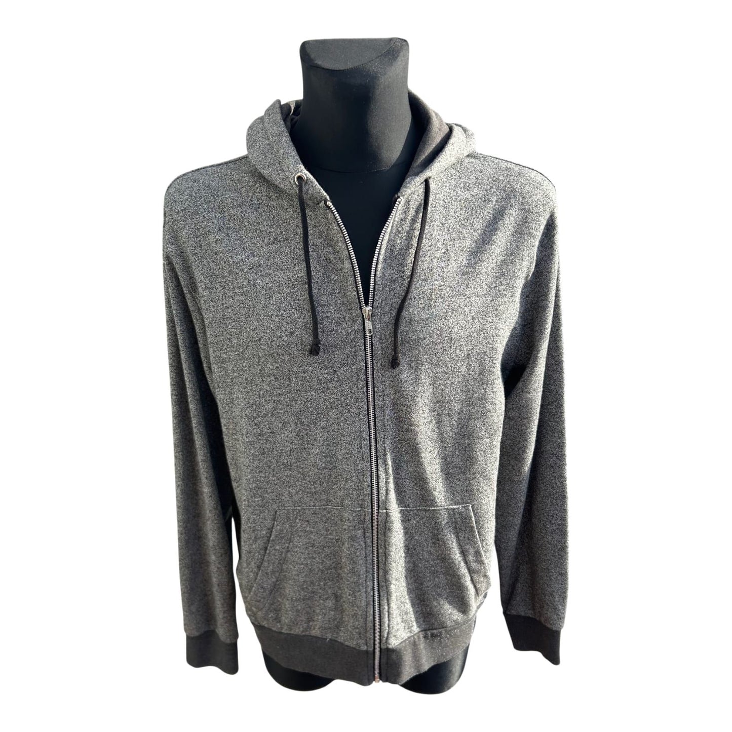 H&M Sweatshirtjacke Herren Gr XL Grau Kapuze Reißverschluss Baumwolle Freizeit