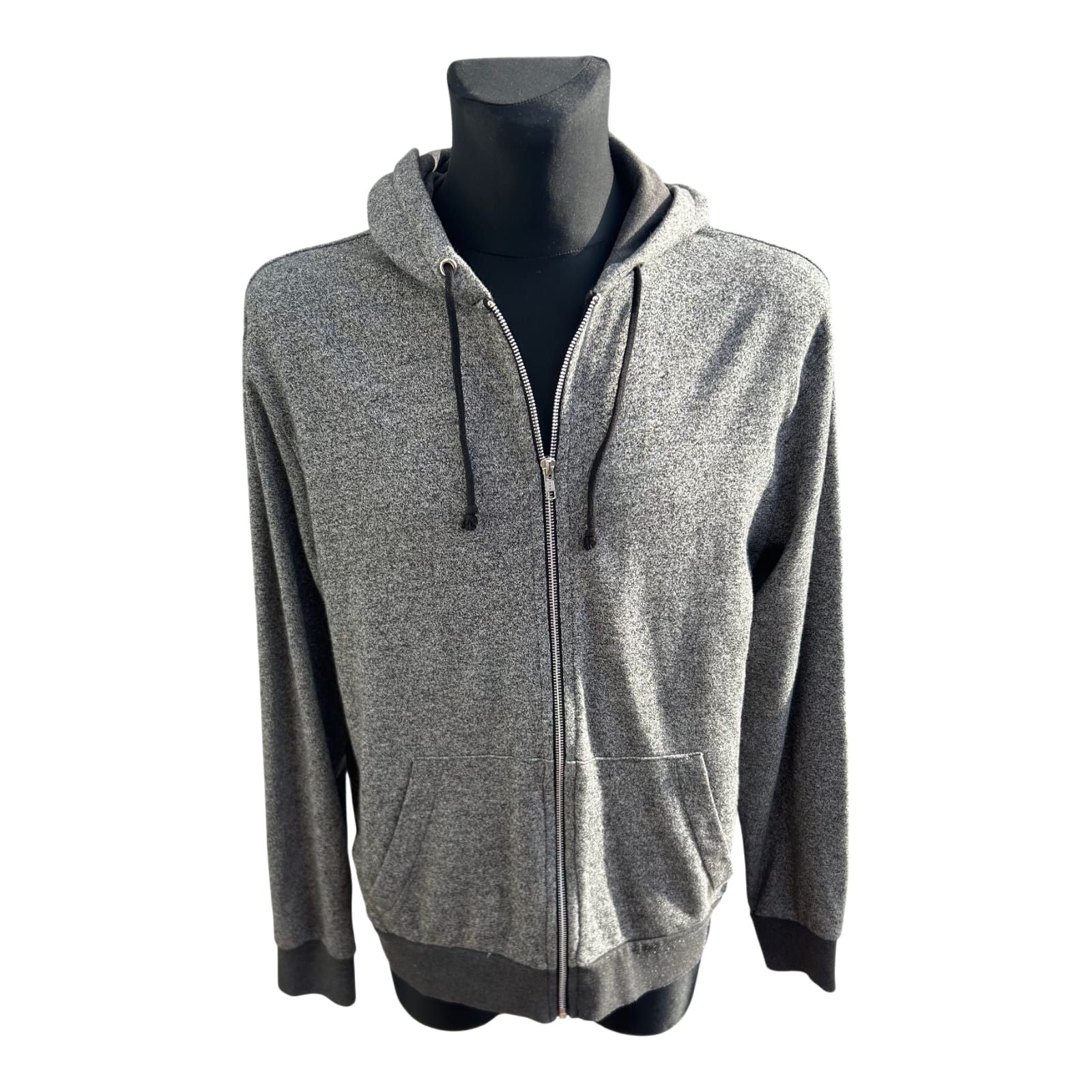 H&M Sweatshirtjacke Herren Gr XL Grau Kapuze Reißverschluss Baumwolle Freizeit