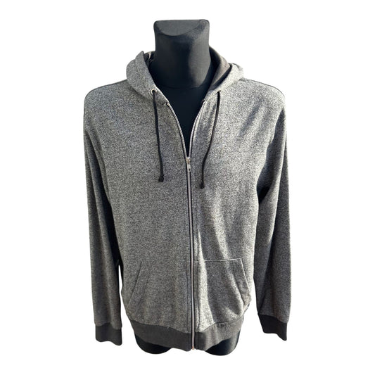 H&M Sweatshirtjacke Herren Gr XL Grau Kapuze Reißverschluss Baumwolle Freizeit