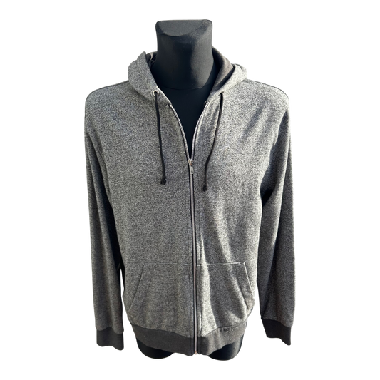 H&M Sweatshirtjacke Herren Gr XL Grau Kapuze Reißverschluss Baumwolle Freizeit
