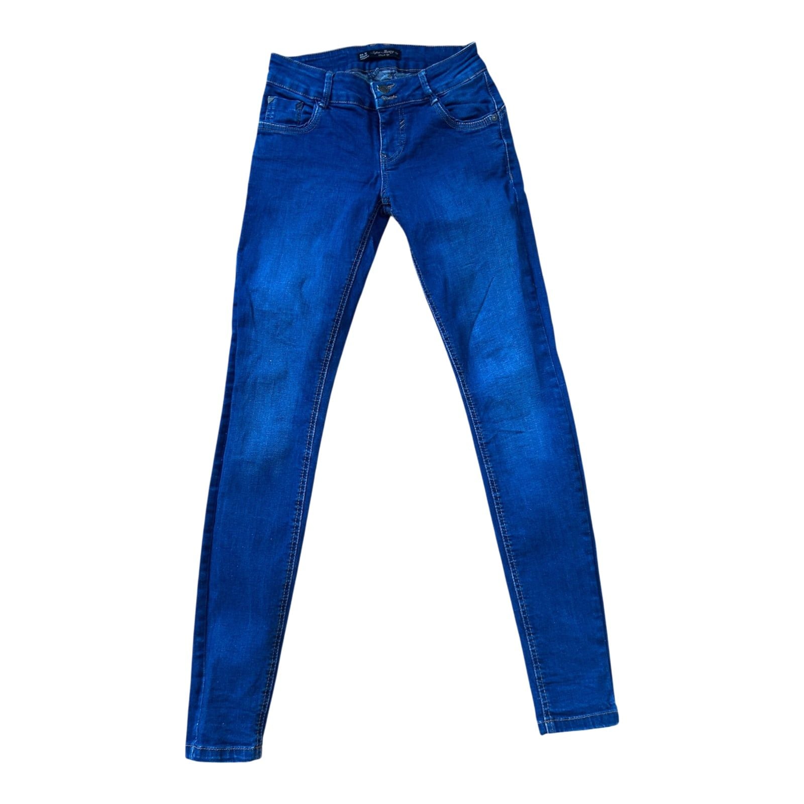 C&A Jeans Damen Gr 34 Super Skinny Push Up Blau Stretch Figurformend