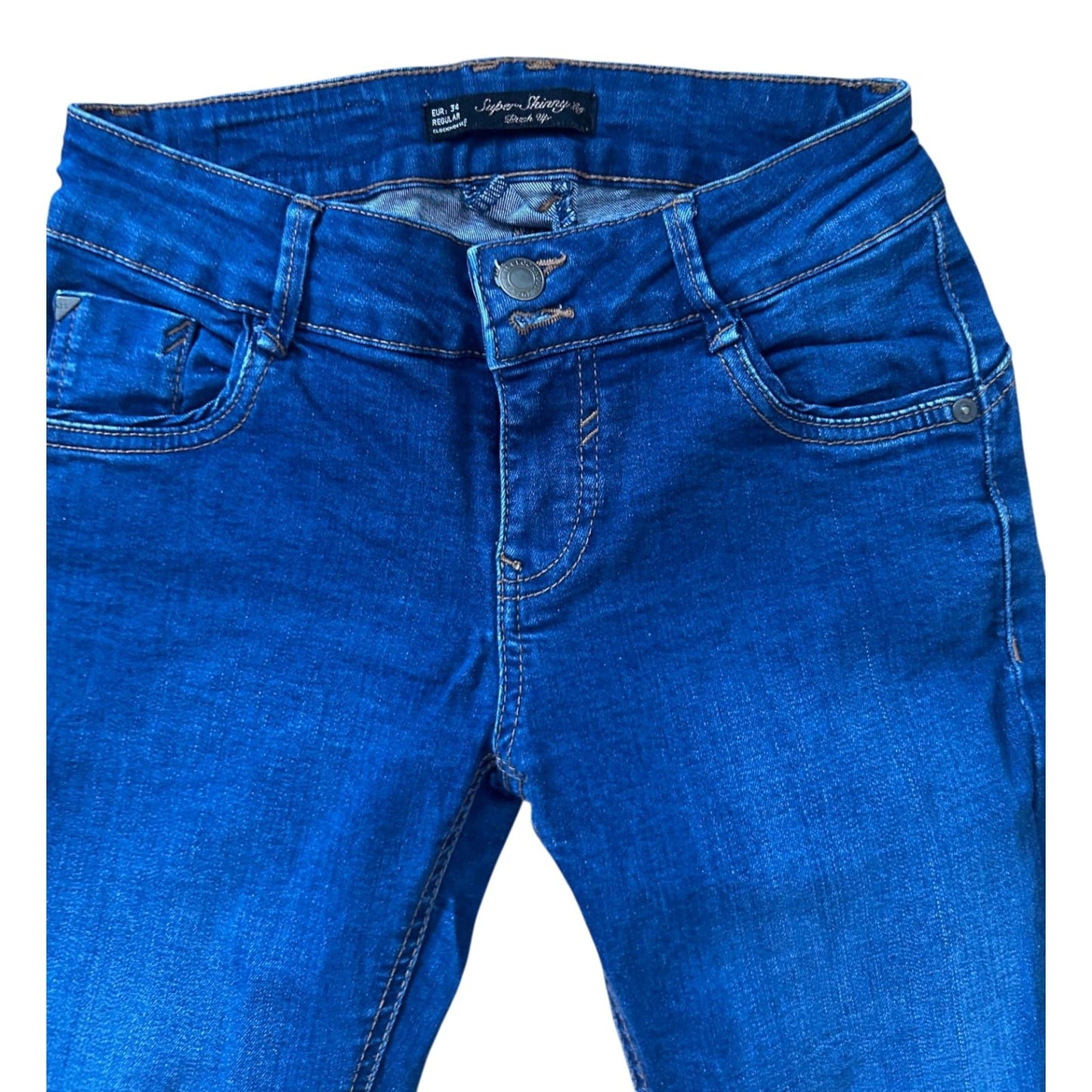 C&A Jeans Damen Gr 34 Super Skinny Push Up Blau Stretch Figurformend