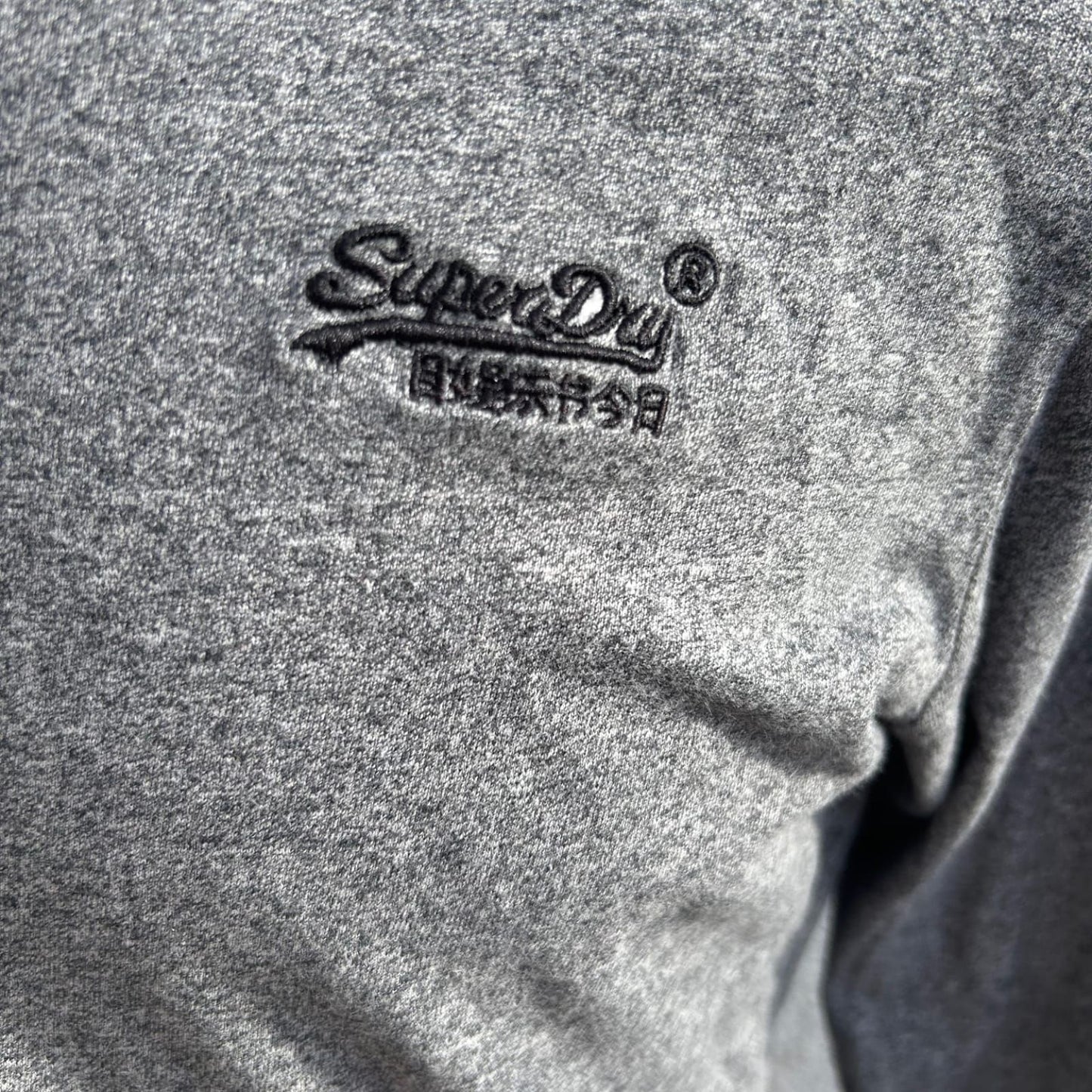 Superdry Longsleeve Herren Gr M Grau Baumwolle Logo Stickerei Casual Basic