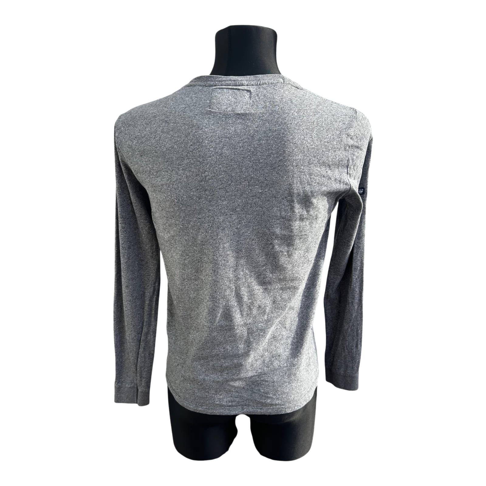 Superdry Longsleeve Herren Gr M Grau Baumwolle Logo Stickerei Casual Basic