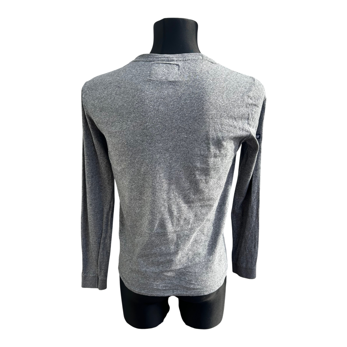 Superdry Longsleeve Herren Gr M Grau Baumwolle Logo Stickerei Casual Basic