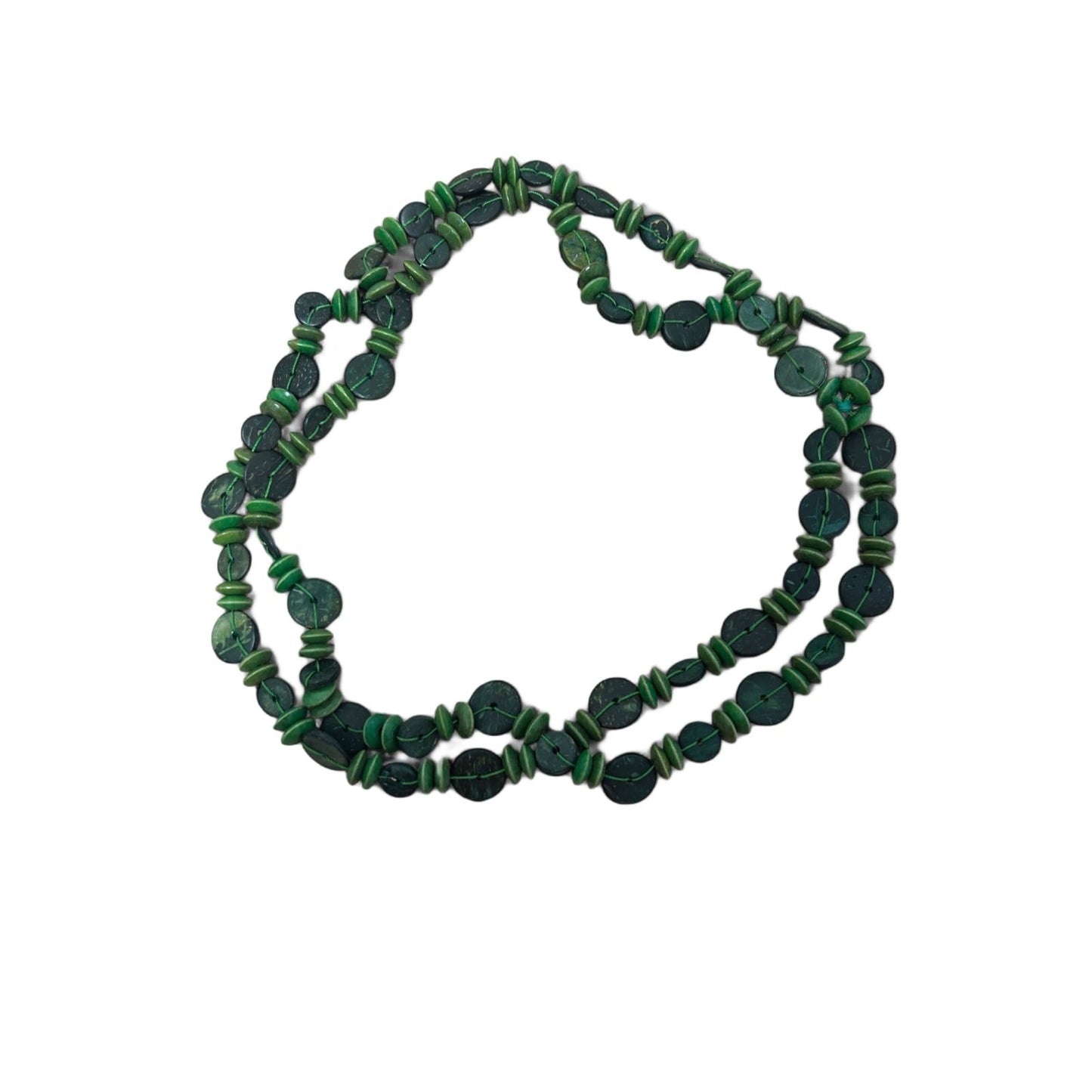 Holzkette Damen grün Naturmaterial Rundperlen Boho Schmuck Sommer Halskette 76cm
