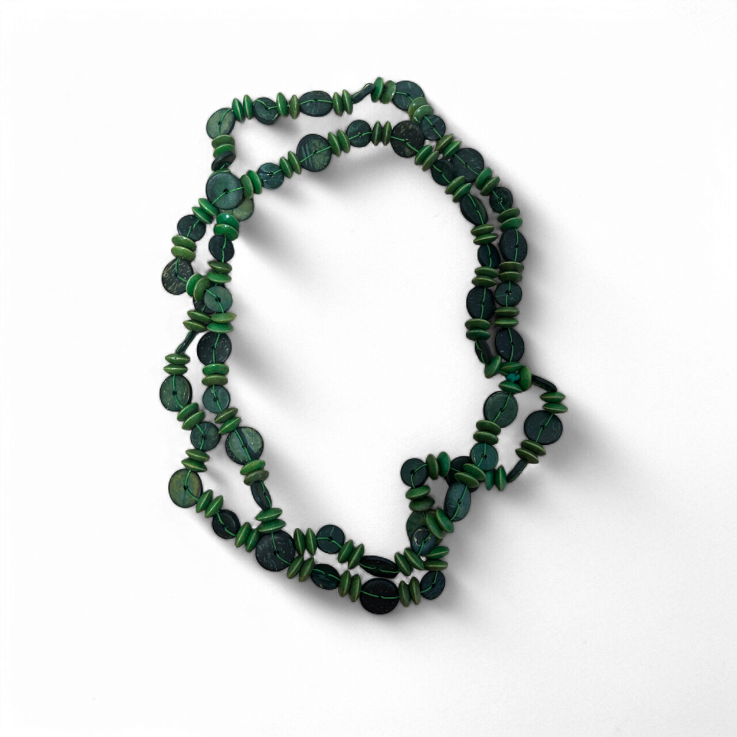 Holzkette Damen grün Naturmaterial Rundperlen Boho Schmuck Sommer Halskette 76cm