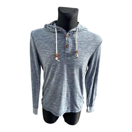Relay Jeans Longsleeve Herren Gr M Blau Dünn Kapuze Baumwolle Leicht Freizeit