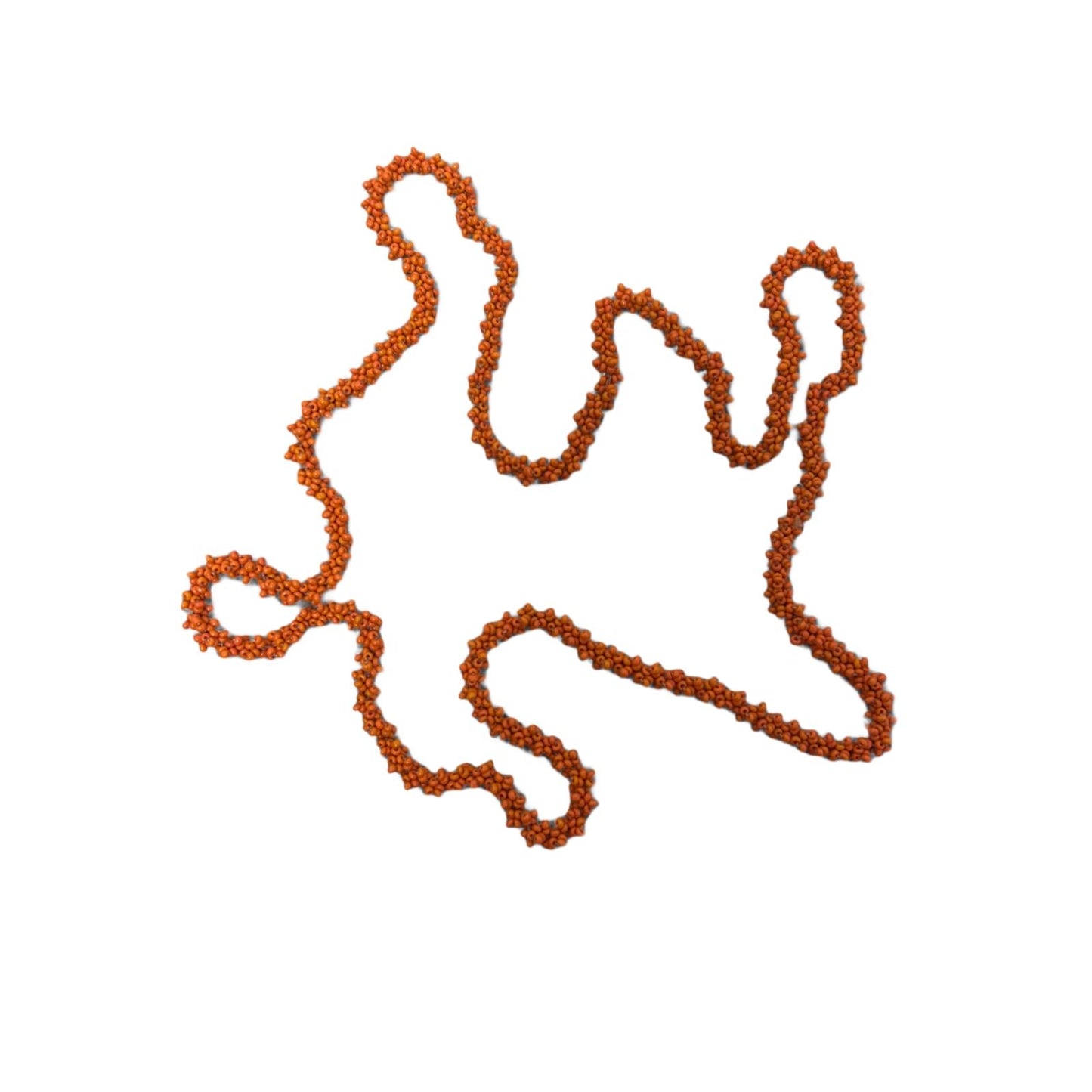Halskette Damen orange Kunststoffperlen lang einreihig Retro Sommer Schmuck 136cm