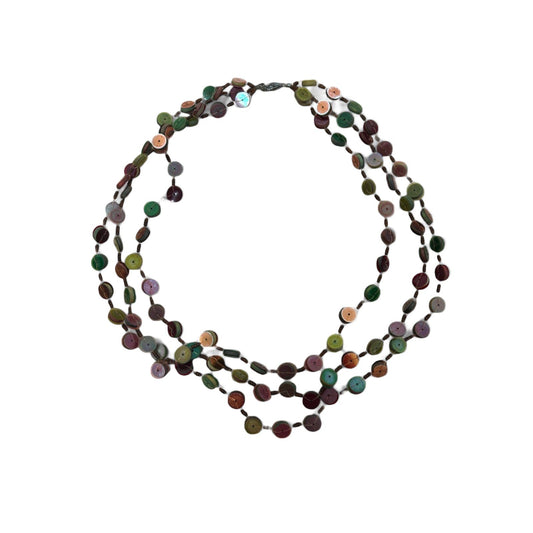 Bunte Kunststoffkette Damen Schmuck Zweireihig Doppelkette Karabiner Verschluss 60cm