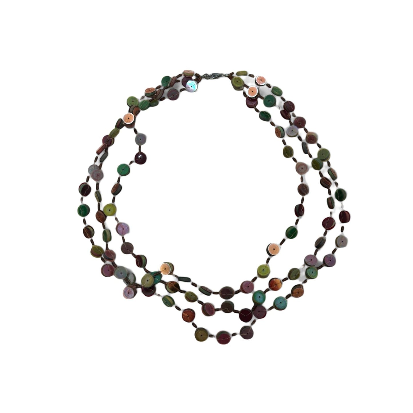 Bunte Kunststoffkette Damen Schmuck Zweireihig Doppelkette Karabiner Verschluss 60cm