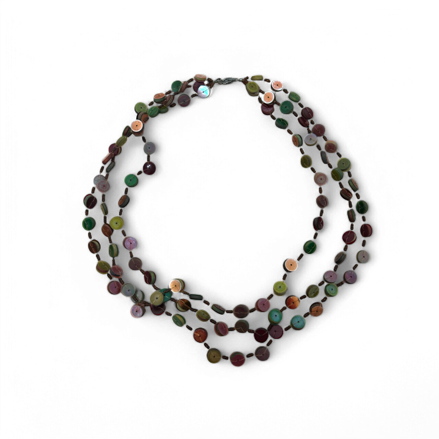 Bunte Kunststoffkette Damen Schmuck Zweireihig Doppelkette Karabiner Verschluss 60cm