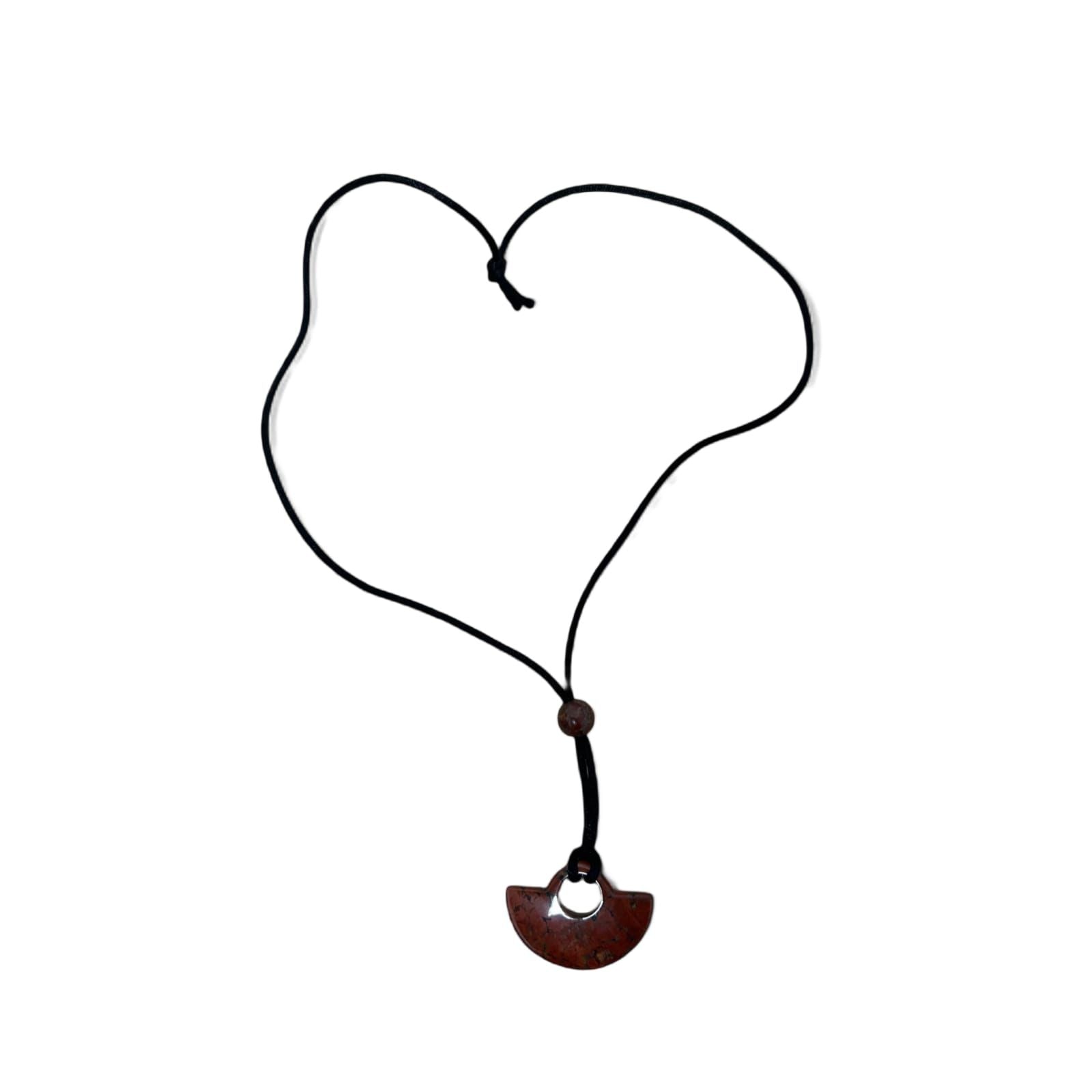 Lange Kette Damen Schmuck Kunststein Anhänger Rund Halbrund Braun Schwarz 68cm