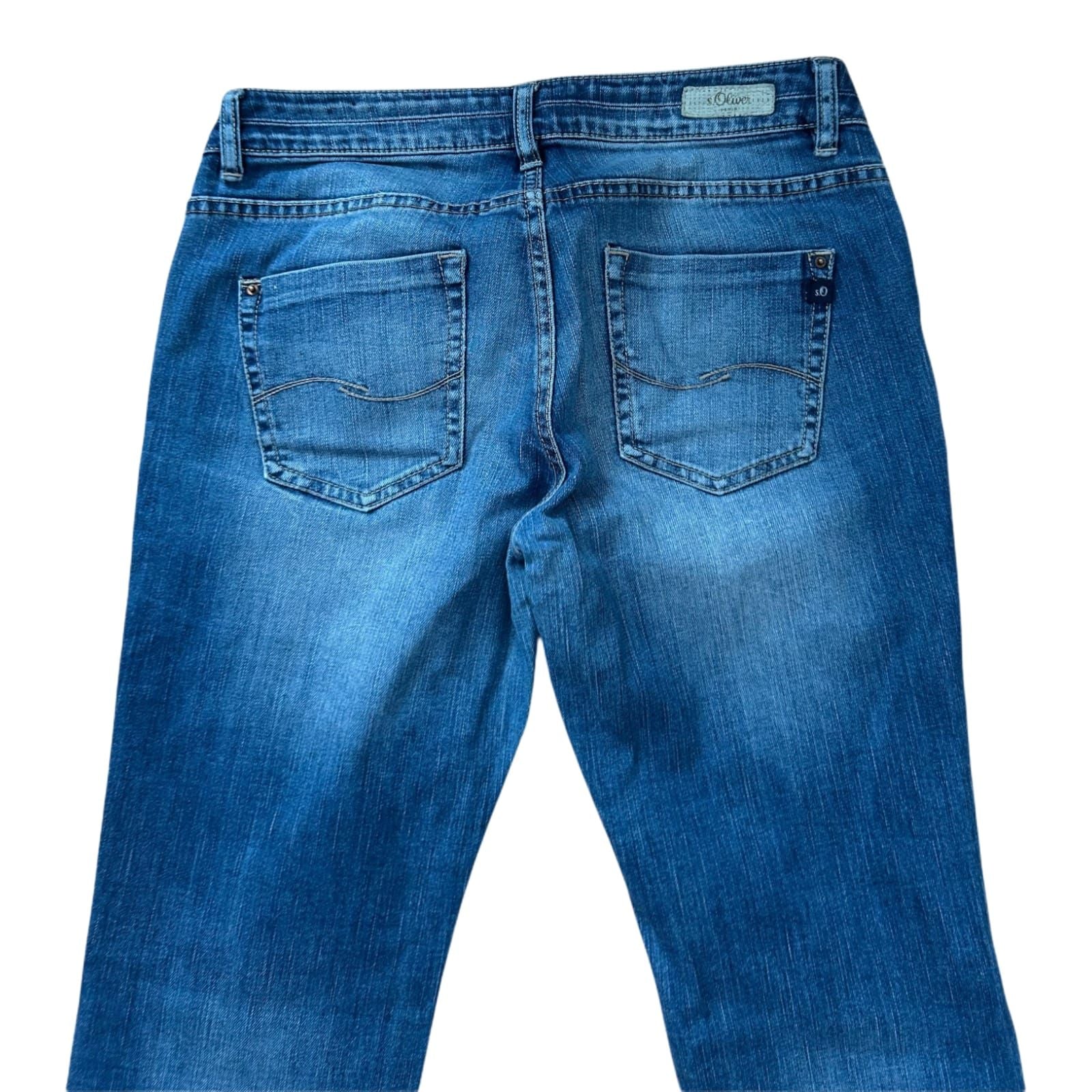 s.Oliver Jeans Damen Blau Gr 40 Straight Leg Stretch Used Look Freizeit