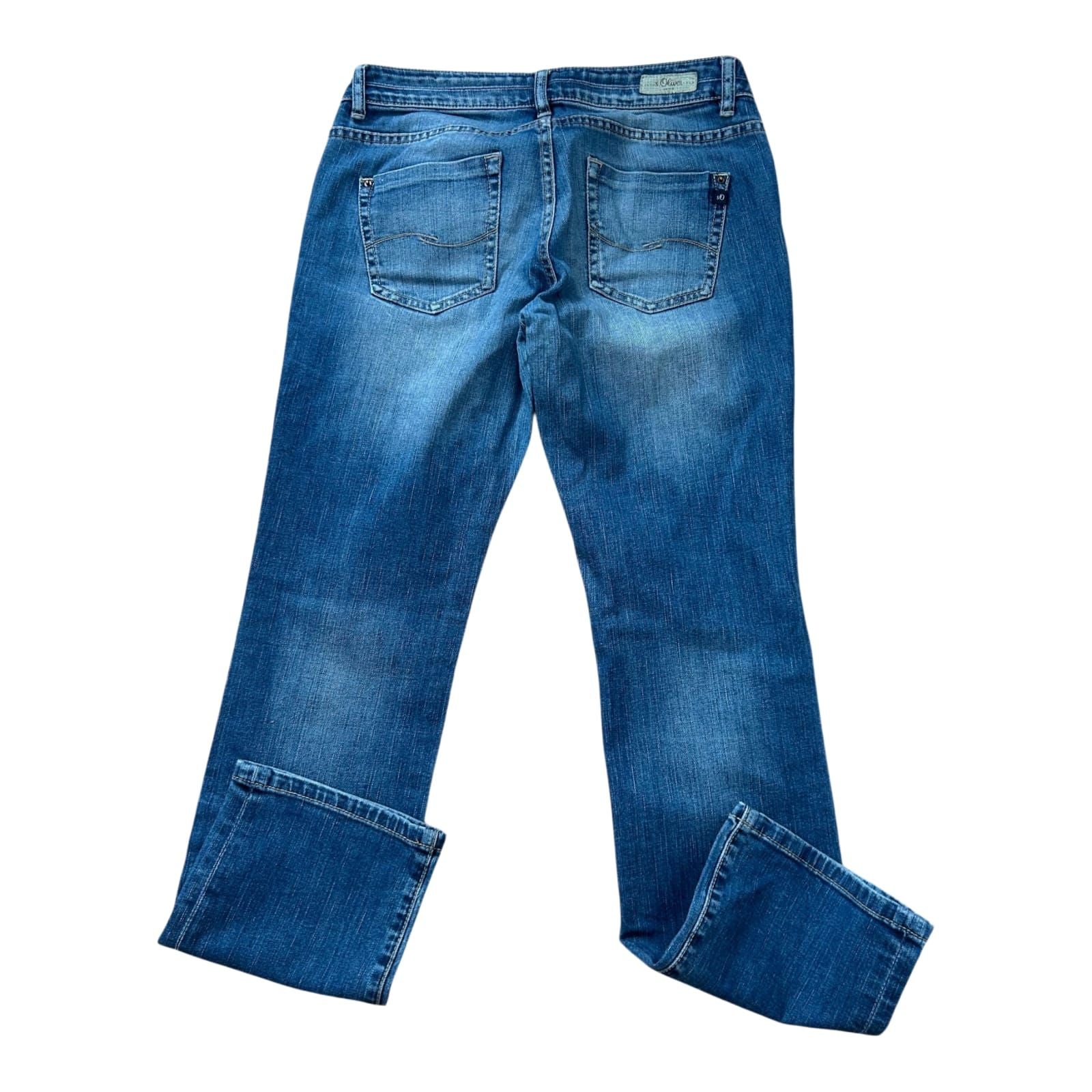 s.Oliver Jeans Damen Blau Gr 40 Straight Leg Stretch Used Look Freizeit