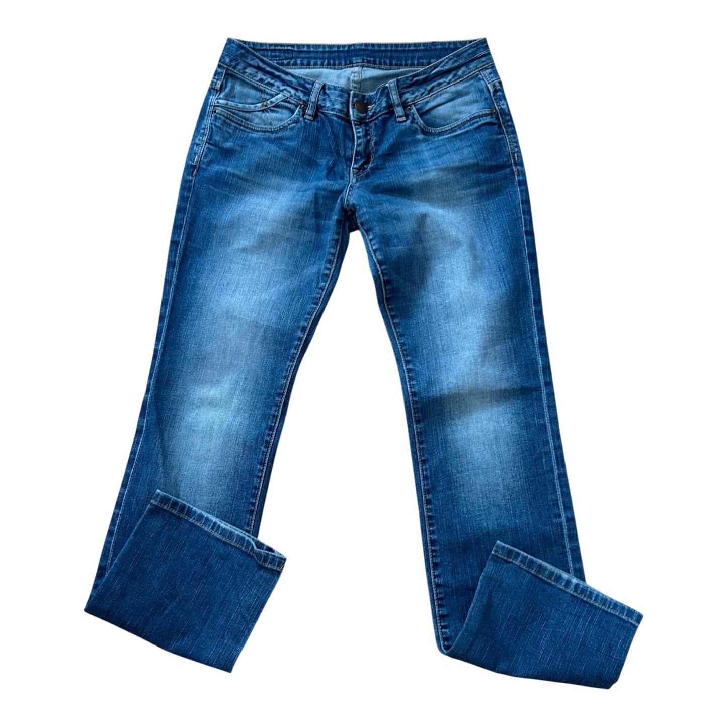 s.Oliver Jeans Damen Blau Gr 40 Straight Leg Stretch Used Look Freizeit