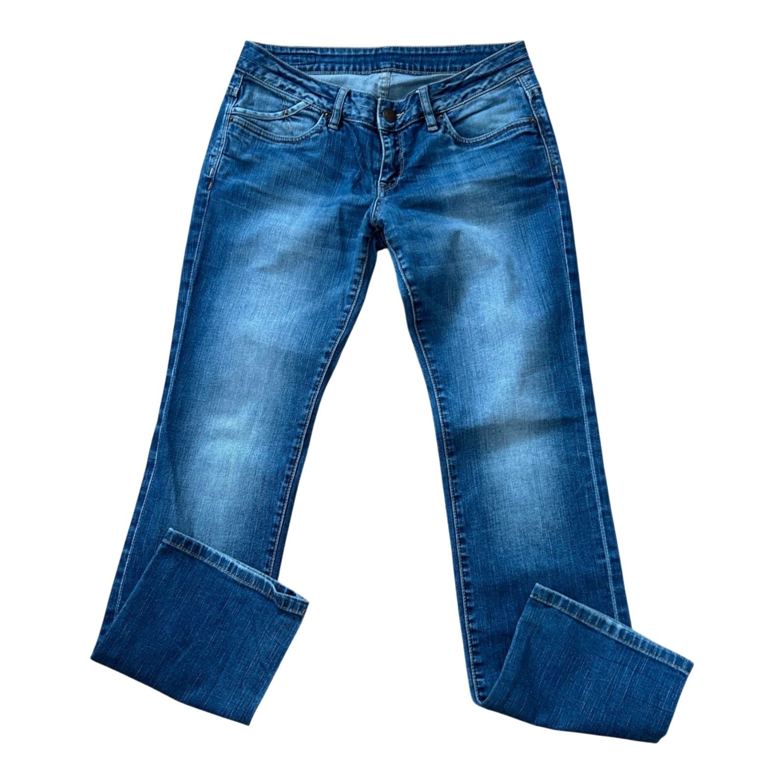 s.Oliver Jeans Damen Blau Gr 40 Straight Leg Stretch Used Look Freizeit