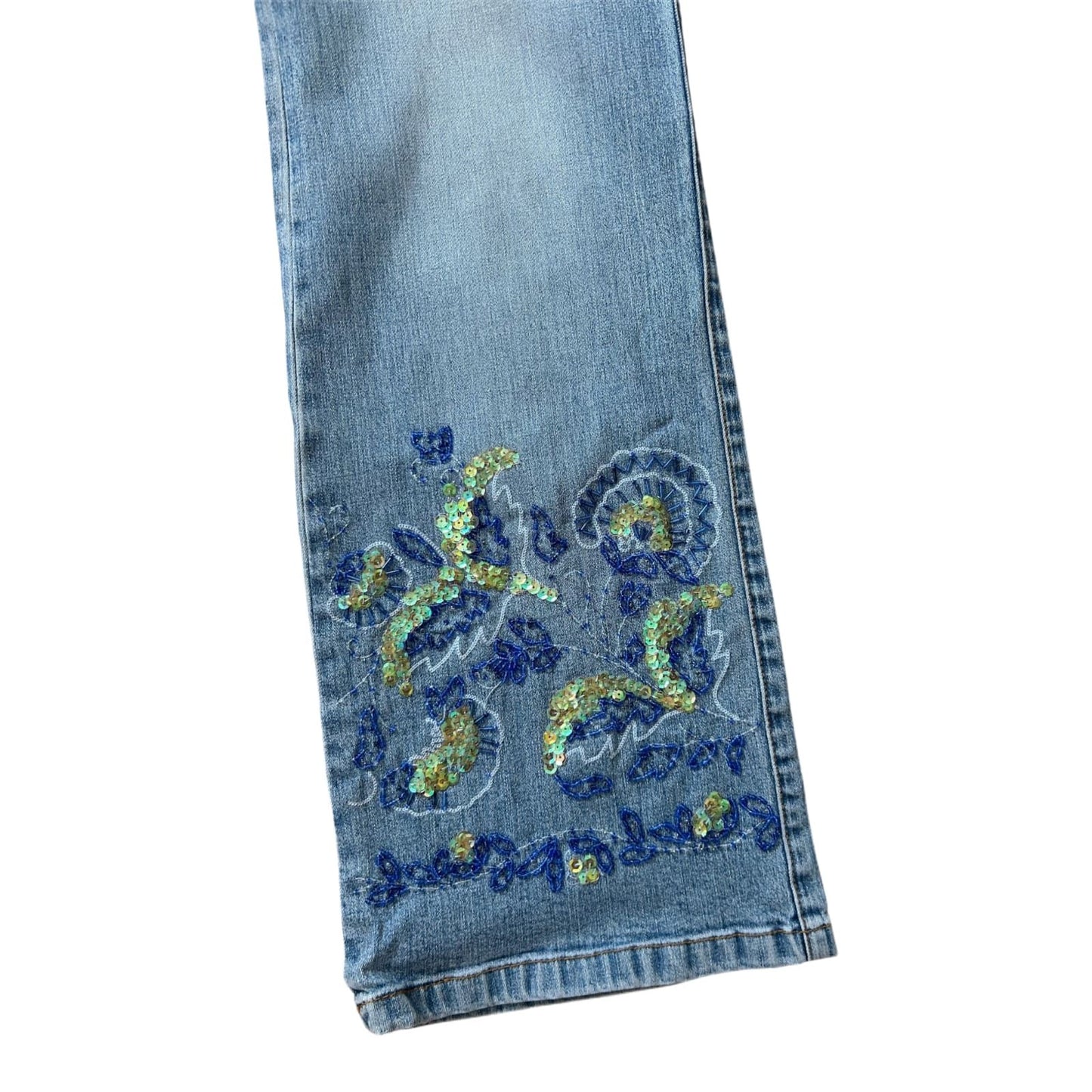 Betty Barclay Jeans Damen Hose Gr 40 Blau Strass Pailletten Bootcut