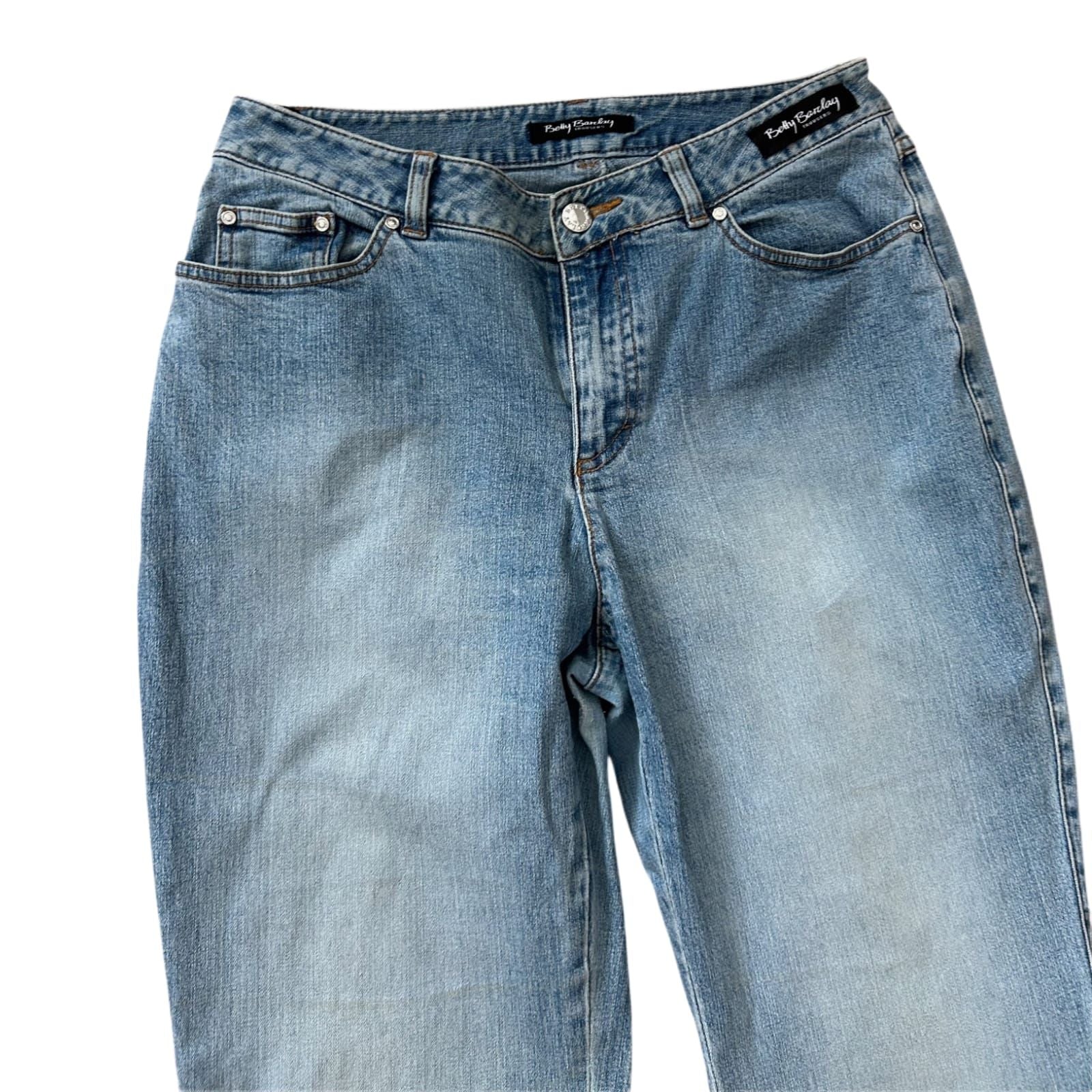 Betty Barclay Jeans Damen Hose Gr 40 Blau Strass Pailletten Bootcut