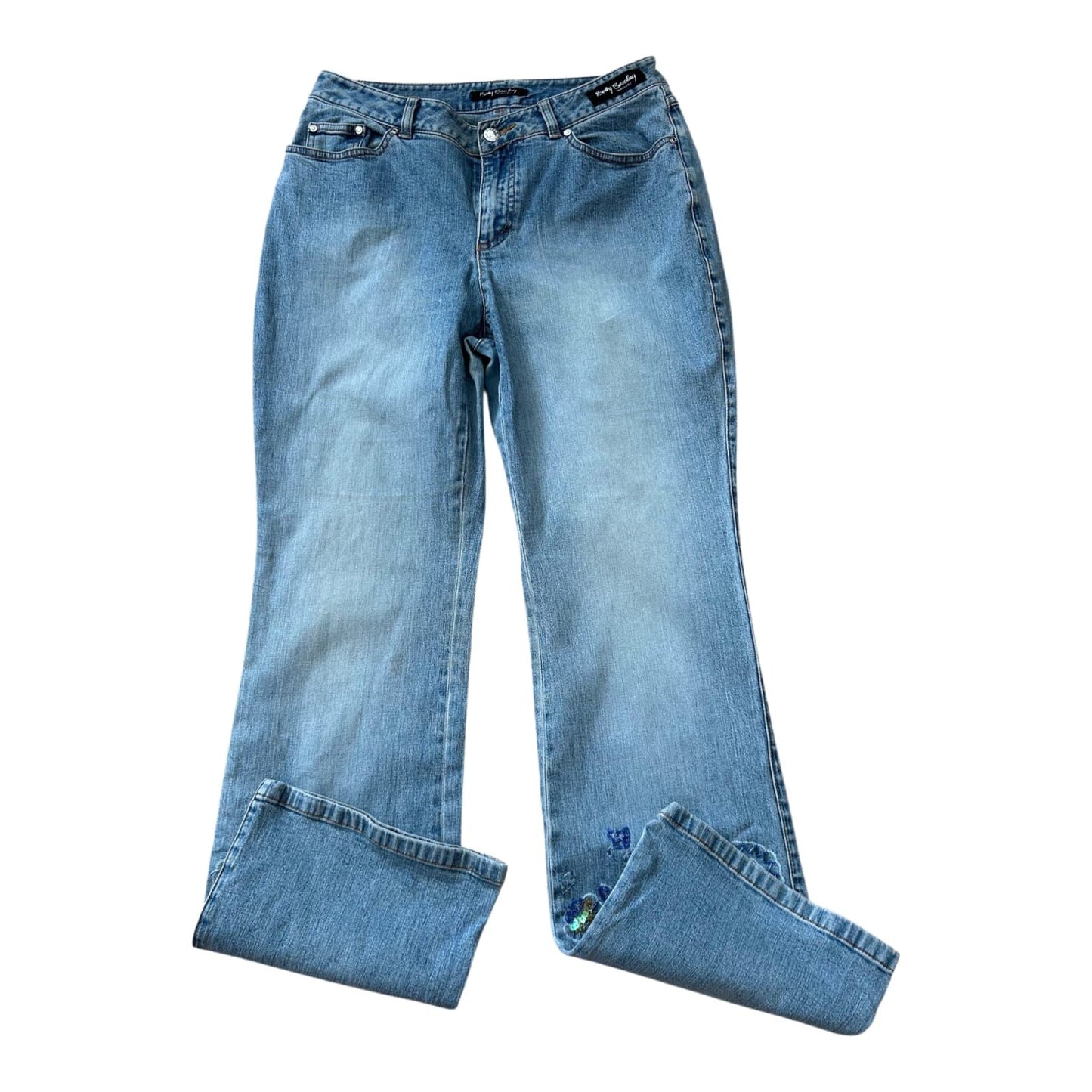 Betty Barclay Jeans Damen Hose Gr 40 Blau Strass Pailletten Bootcut