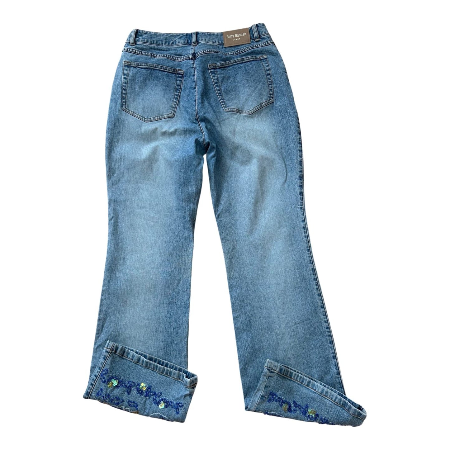 Betty Barclay Jeans Damen Hose Gr 40 Blau Strass Pailletten Bootcut