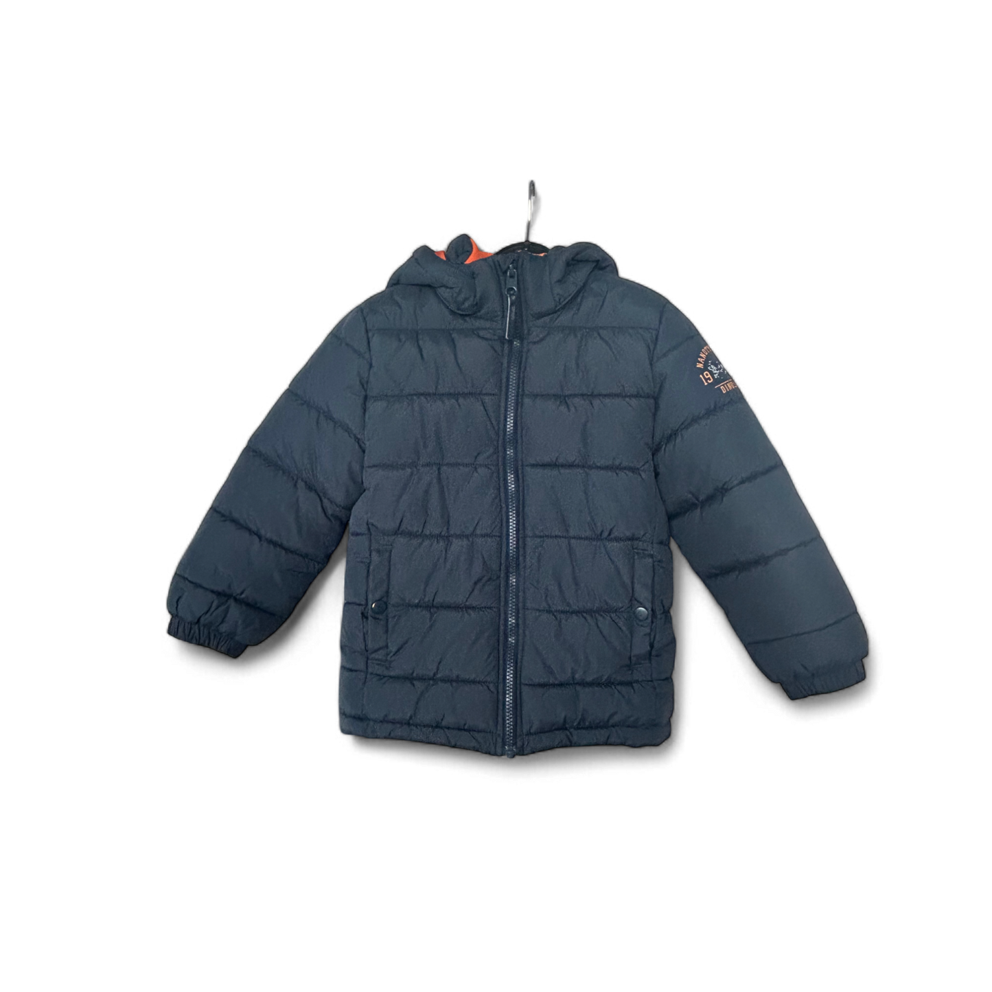 H&M Winterjacke Kinder Gr. 116 – Dunkelblau mit Reflektoren ❄️🌌