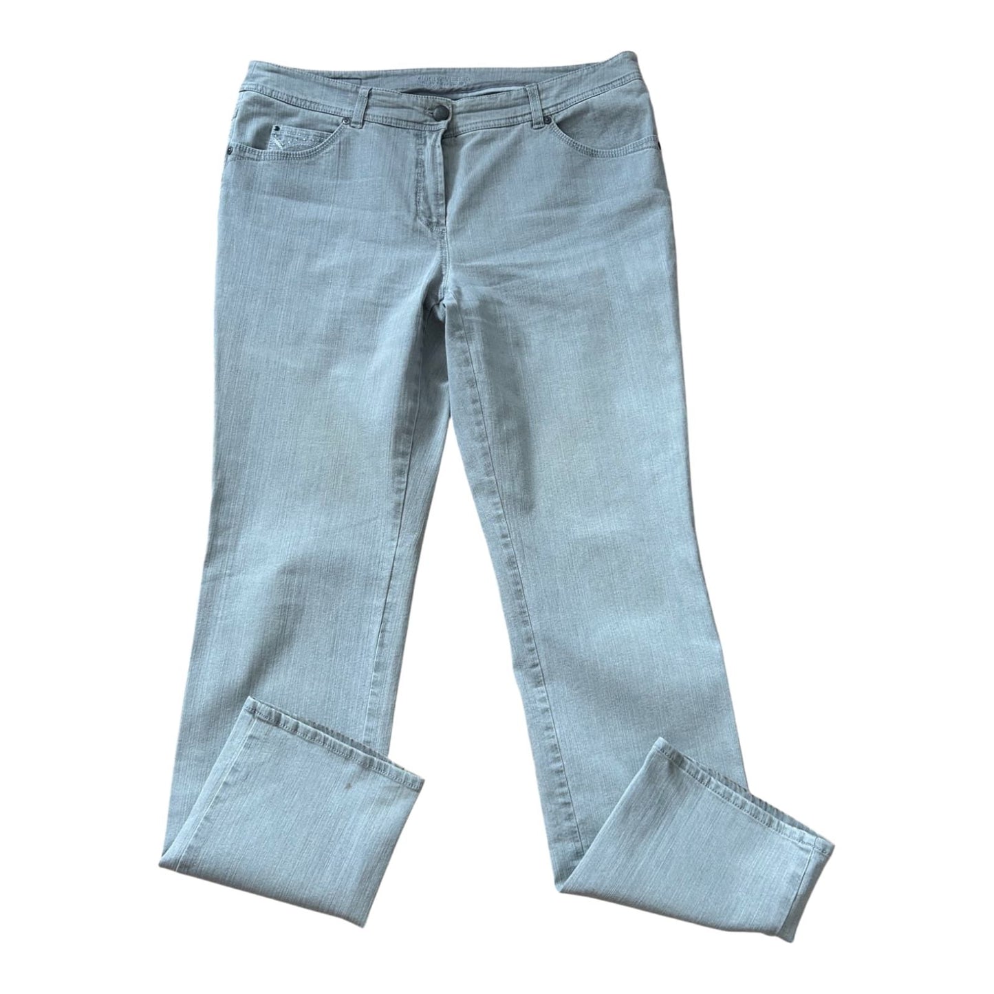 Gerry Weber Roxanne Damen Hose Gr 44 Grau Stretch Jeans Slim Fit Elegant