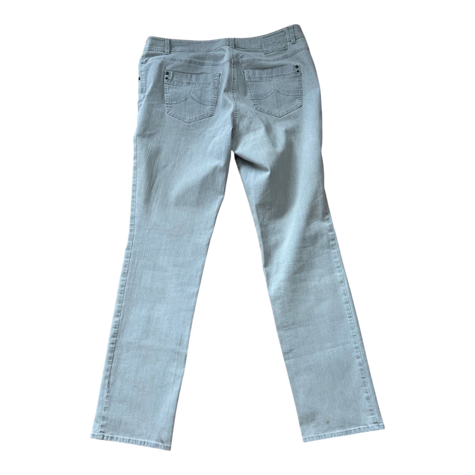 Gerry Weber Roxanne Damen Hose Gr 44 Grau Stretch Jeans Slim Fit Elegant