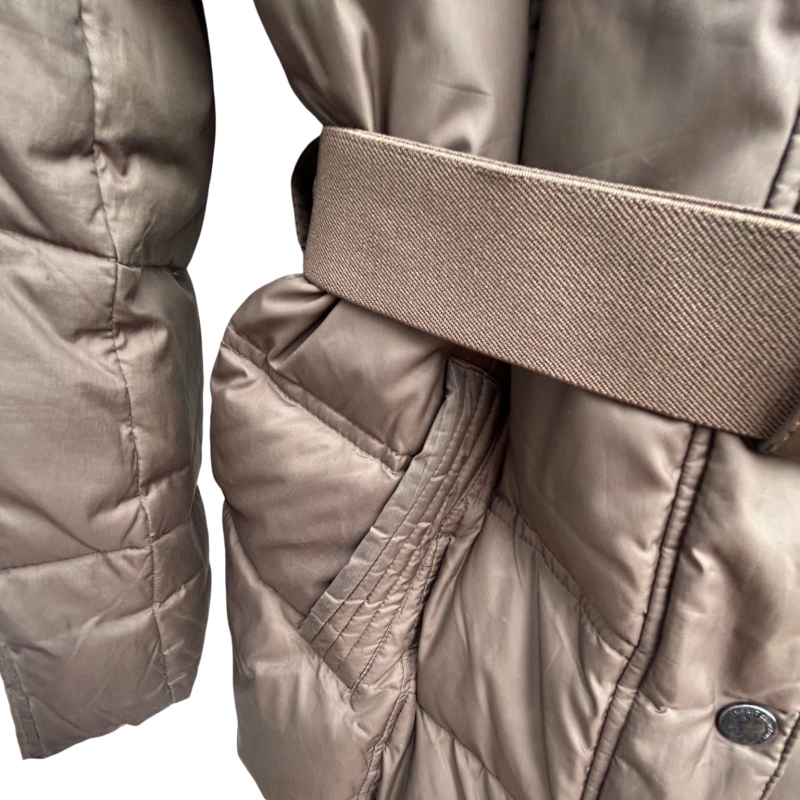 Esprit Daunenjacke Damen Gr 38 Braun Gefüttert Kapuze Fellkragen Tailliert Elegant Warm