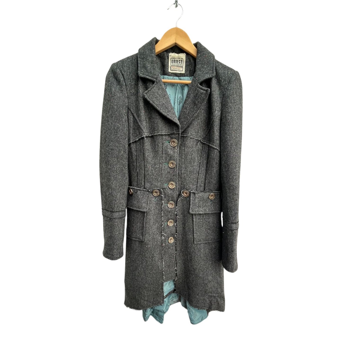 Object Collectors Item Mantel Damen Gr S Grau Wolle Viskose Lang Gefüttert Elegant