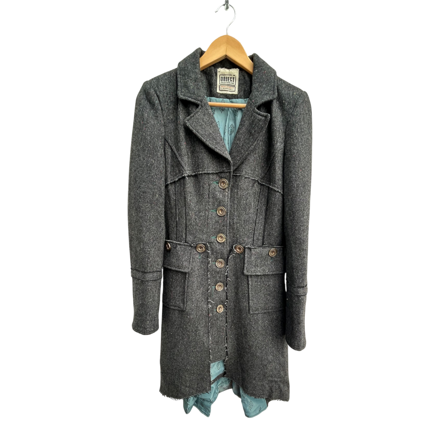 Object Collectors Item Mantel Damen Gr S Grau Wolle Viskose Lang Gefüttert Elegant