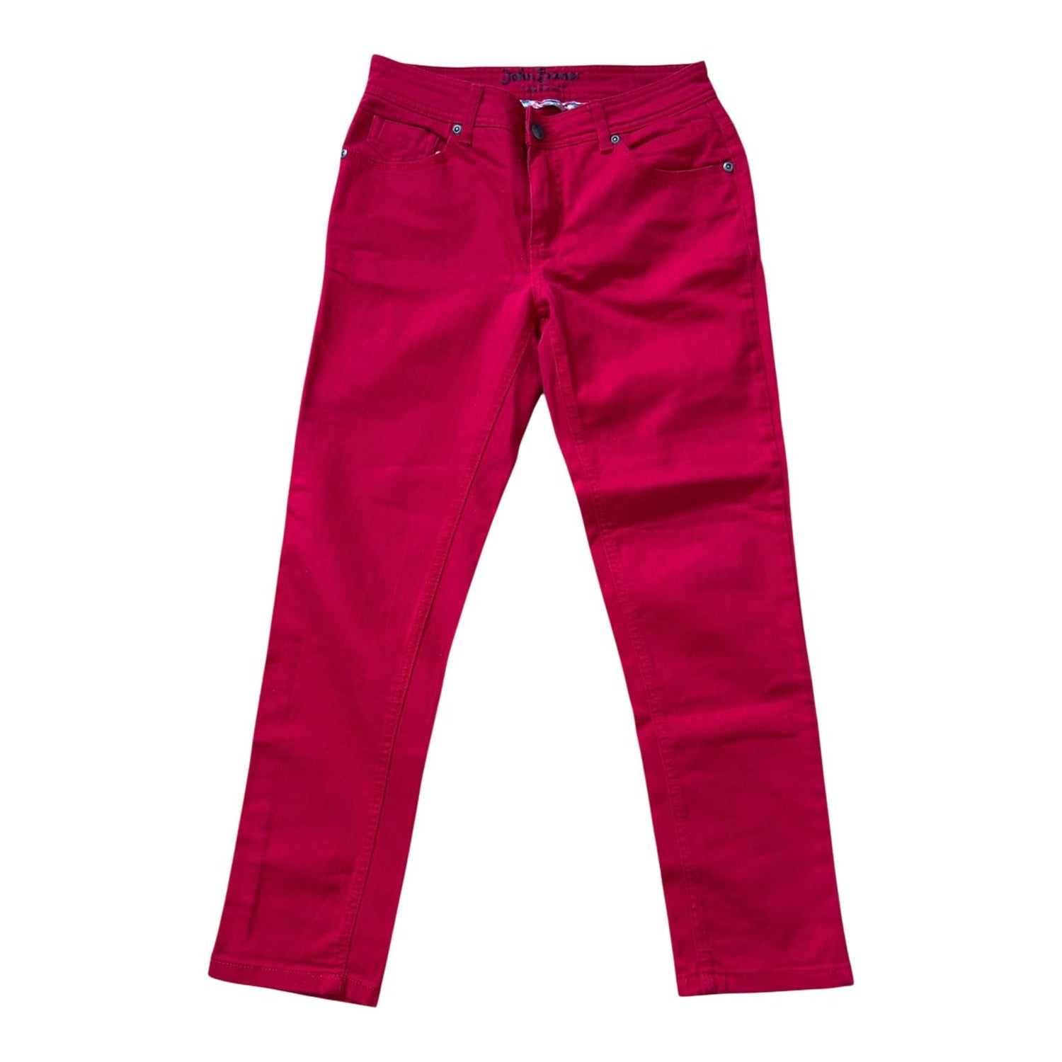 John Baner Jeans Damen Hose Gr 34 Rot 7/8 Länge Stretch Klassisch Chic
