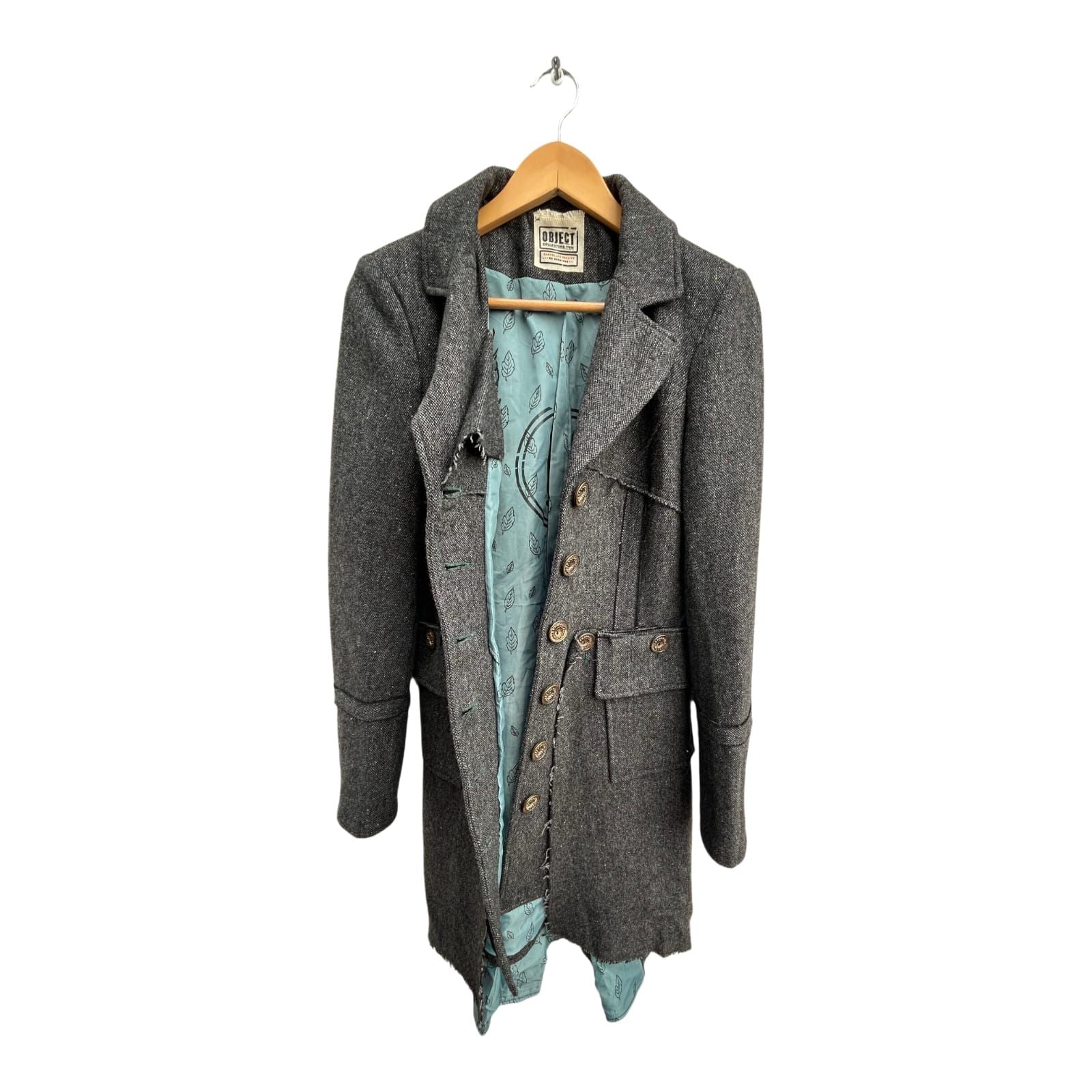 Object Collectors Item Mantel Damen Gr S Grau Wolle Viskose Lang Gefüttert Elegant