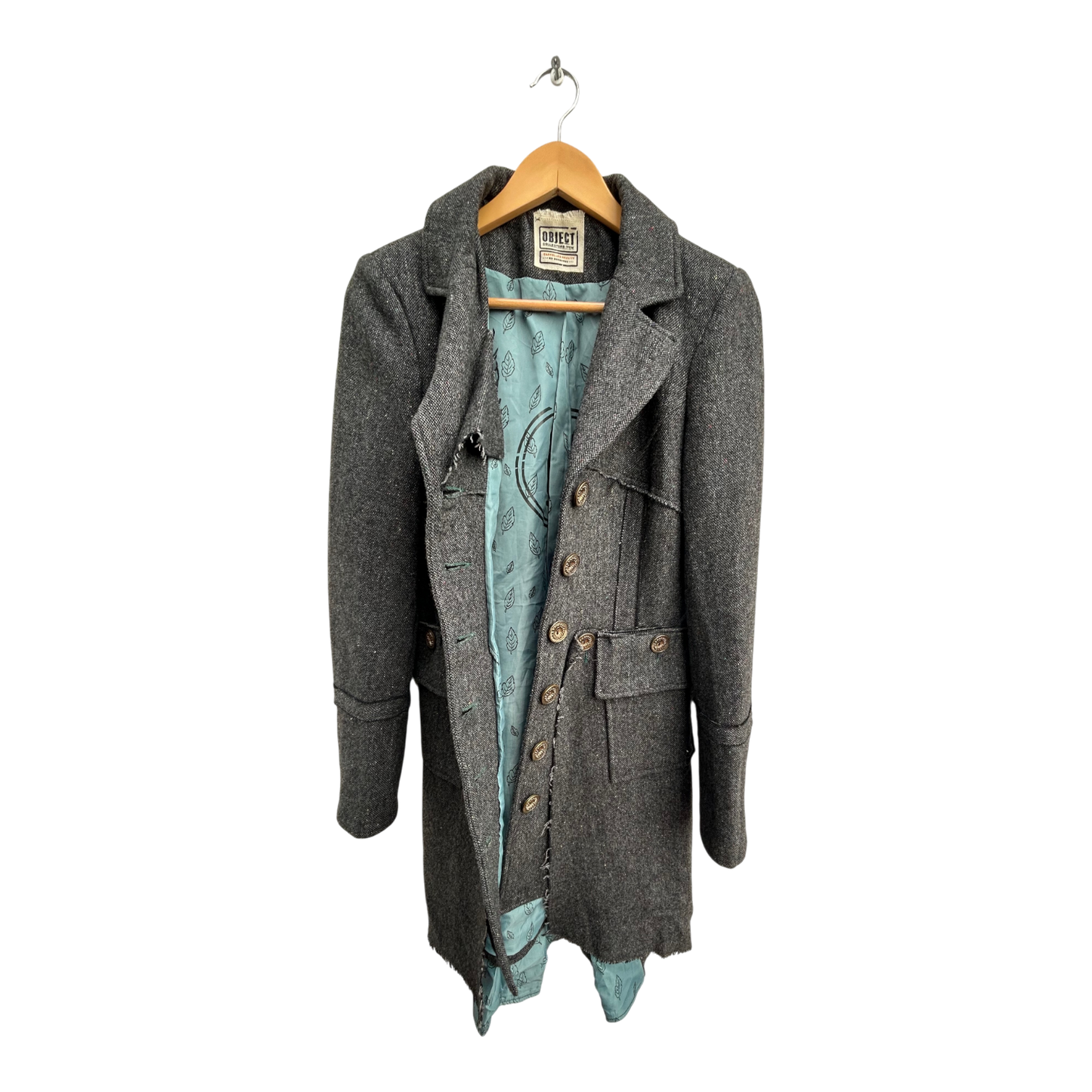 Object Collectors Item Mantel Damen Gr S Grau Wolle Viskose Lang Gefüttert Elegant