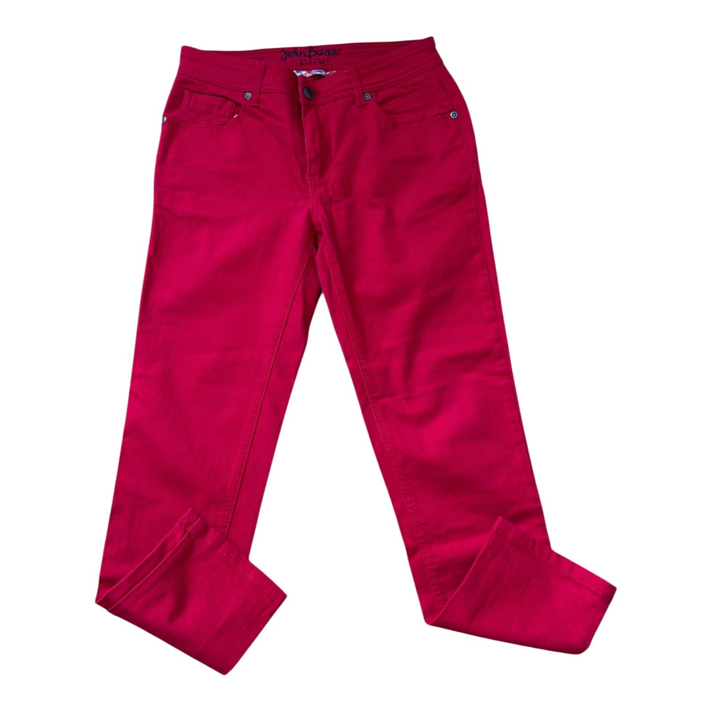 John Baner Jeans Damen Hose Gr 34 Rot 7/8 Länge Stretch Klassisch Chic